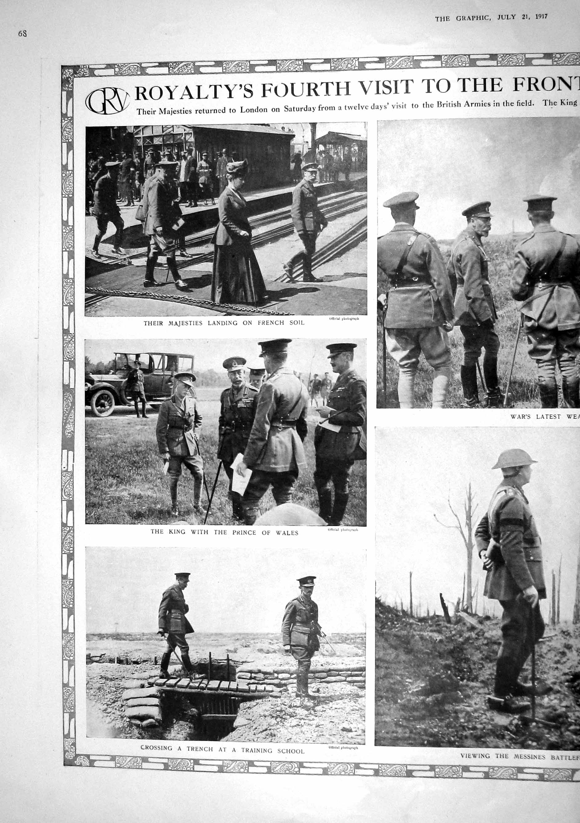 Old 1917 King Albert Prince Wales War Messines Battle Field Wytschaet 20th