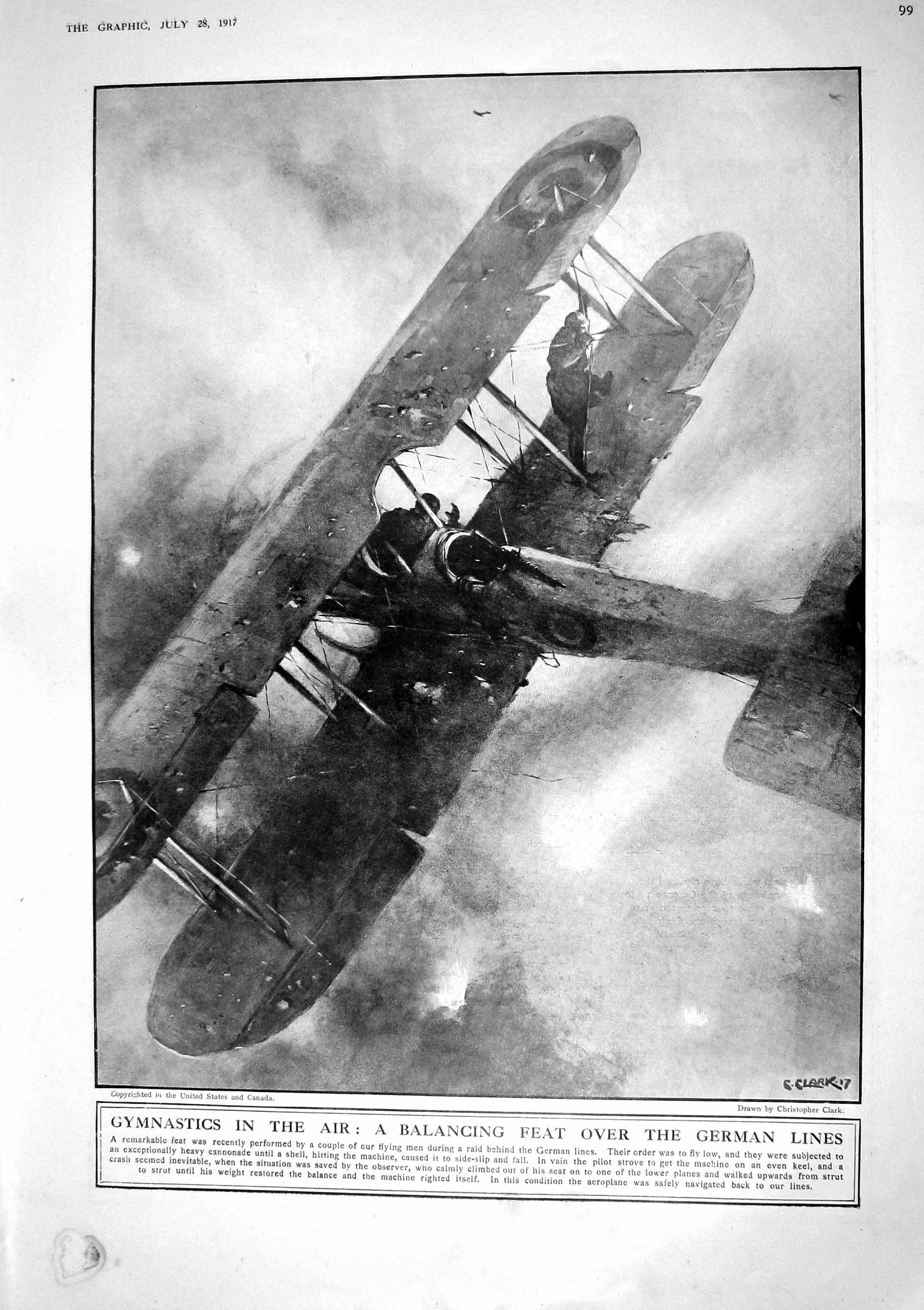 Old Print 1917 War Aeroplane Pilot Walking Strut French Siers Battle Cra 20th