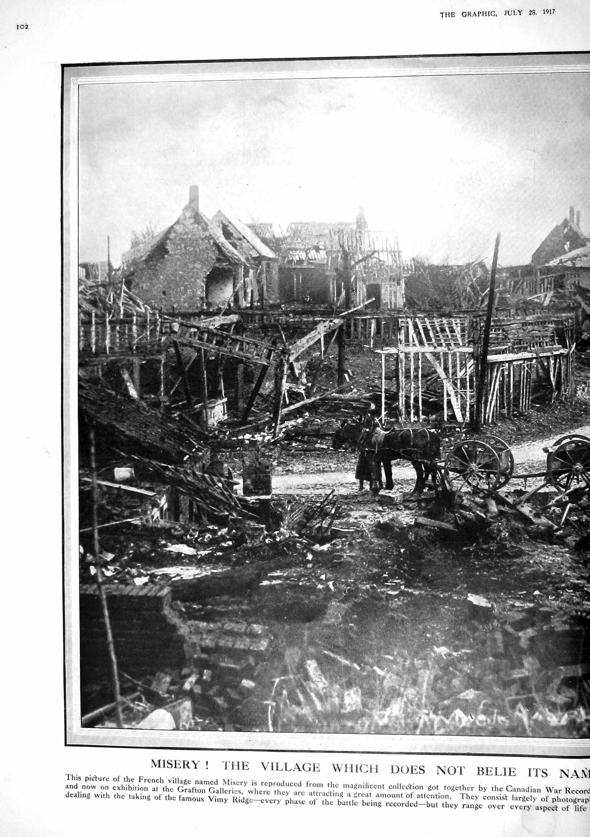 Old 1917 War French Village Misery Canadian Picture Grafton Galleries 20th