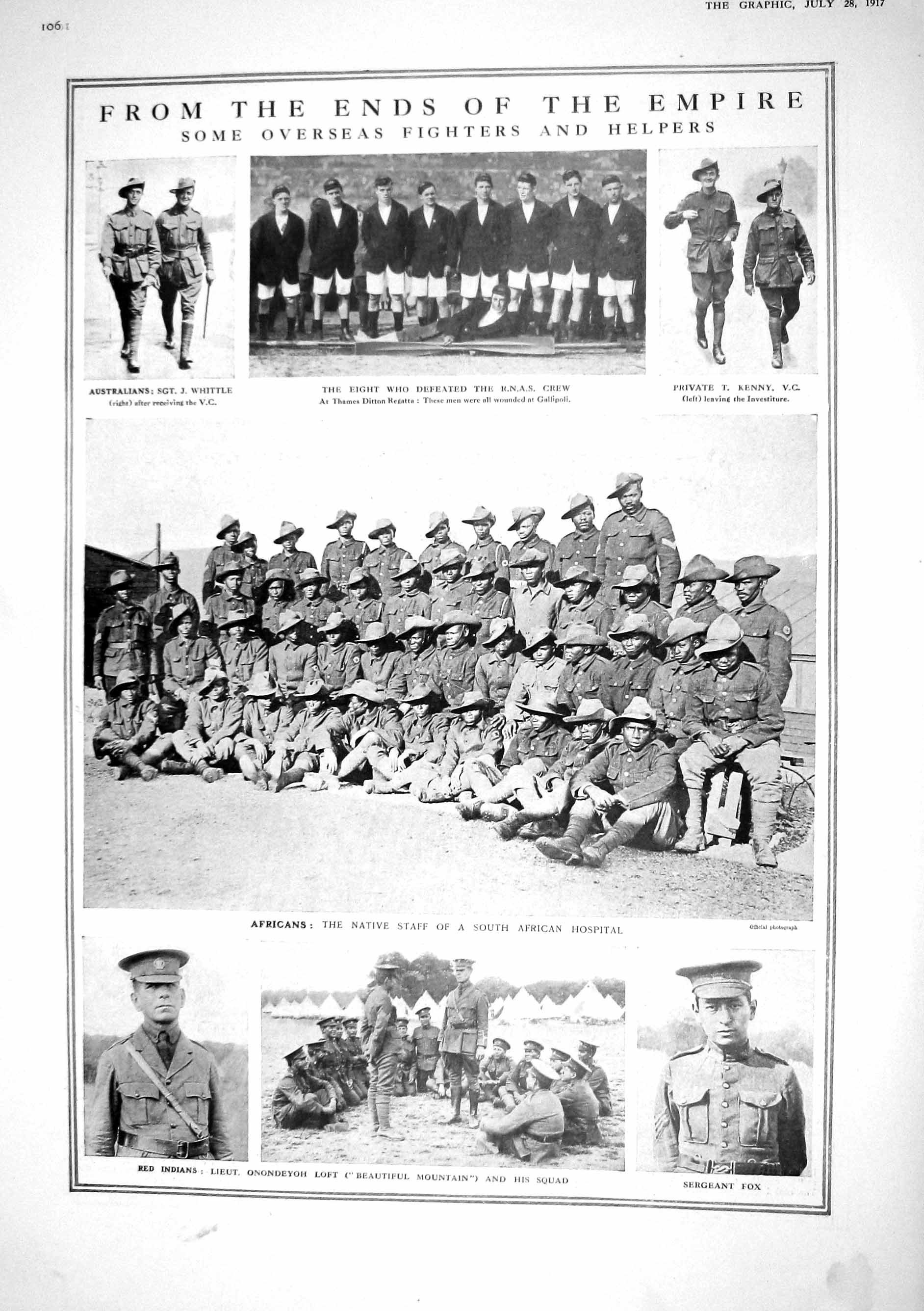 Old Print 1917 War Siers Africa Australia Kenny Fox Onondeyoh Kamerad Ta 20th