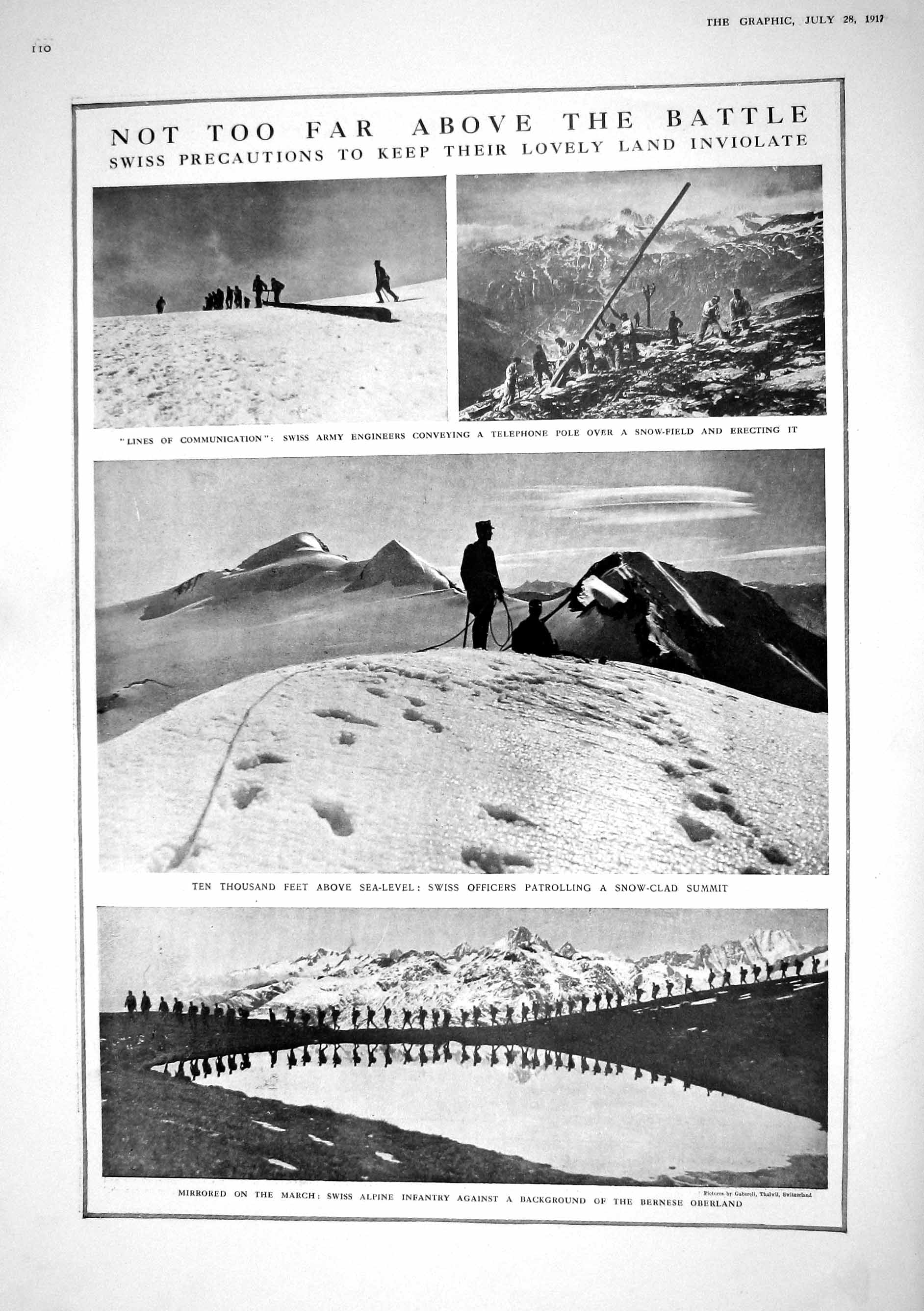 Old 1917 War Swiss Officers Mountains Bernese Oberland German Submari 20th