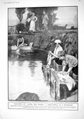 Old 1917 Shell Hole Wash Tub Ladies Washing Clothes Boche Peasant Wom 20th