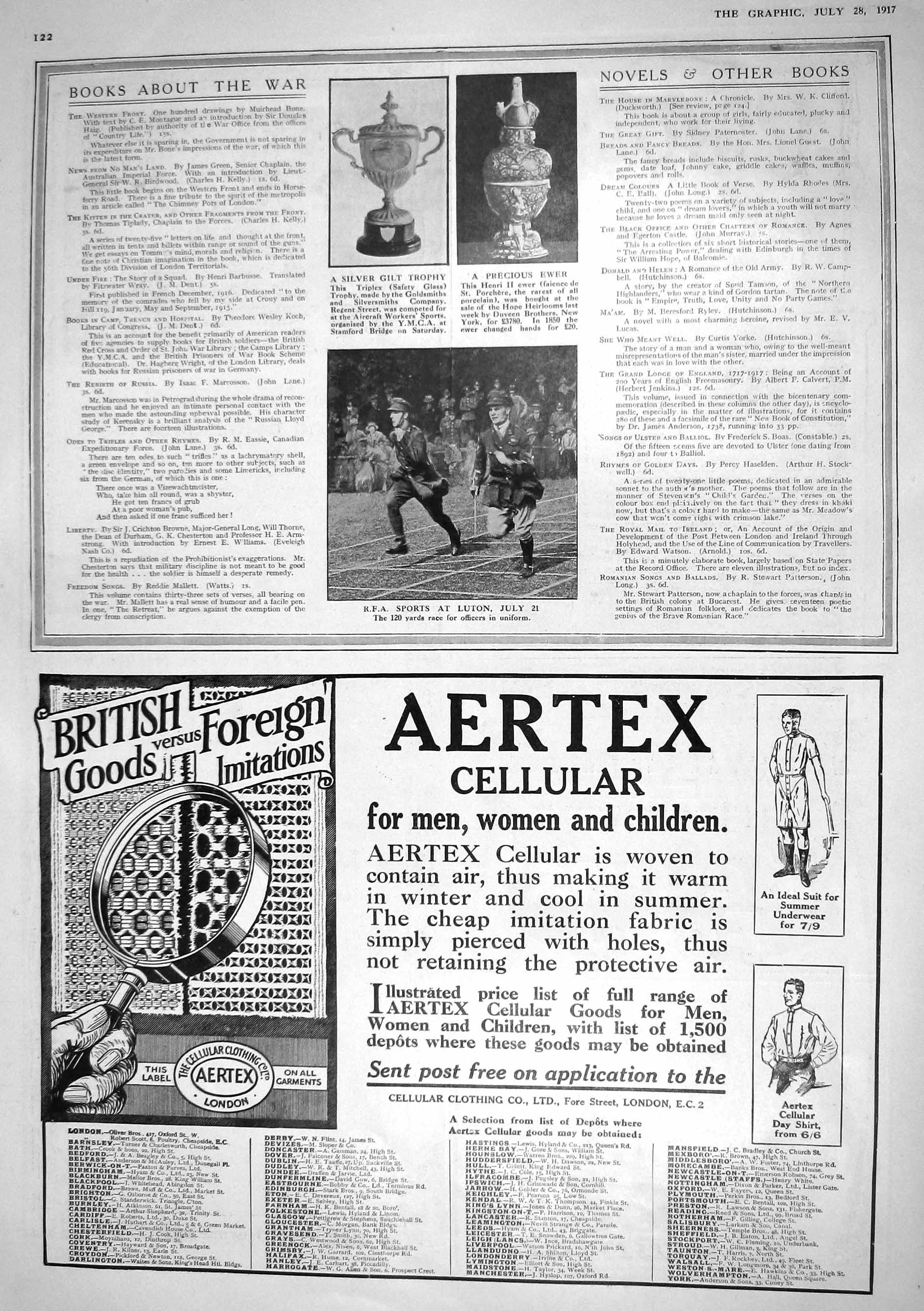 Old 1917 Silver Guilt Trophy Ewer R.F.A. Sports Luton Aertex Clothing 20th