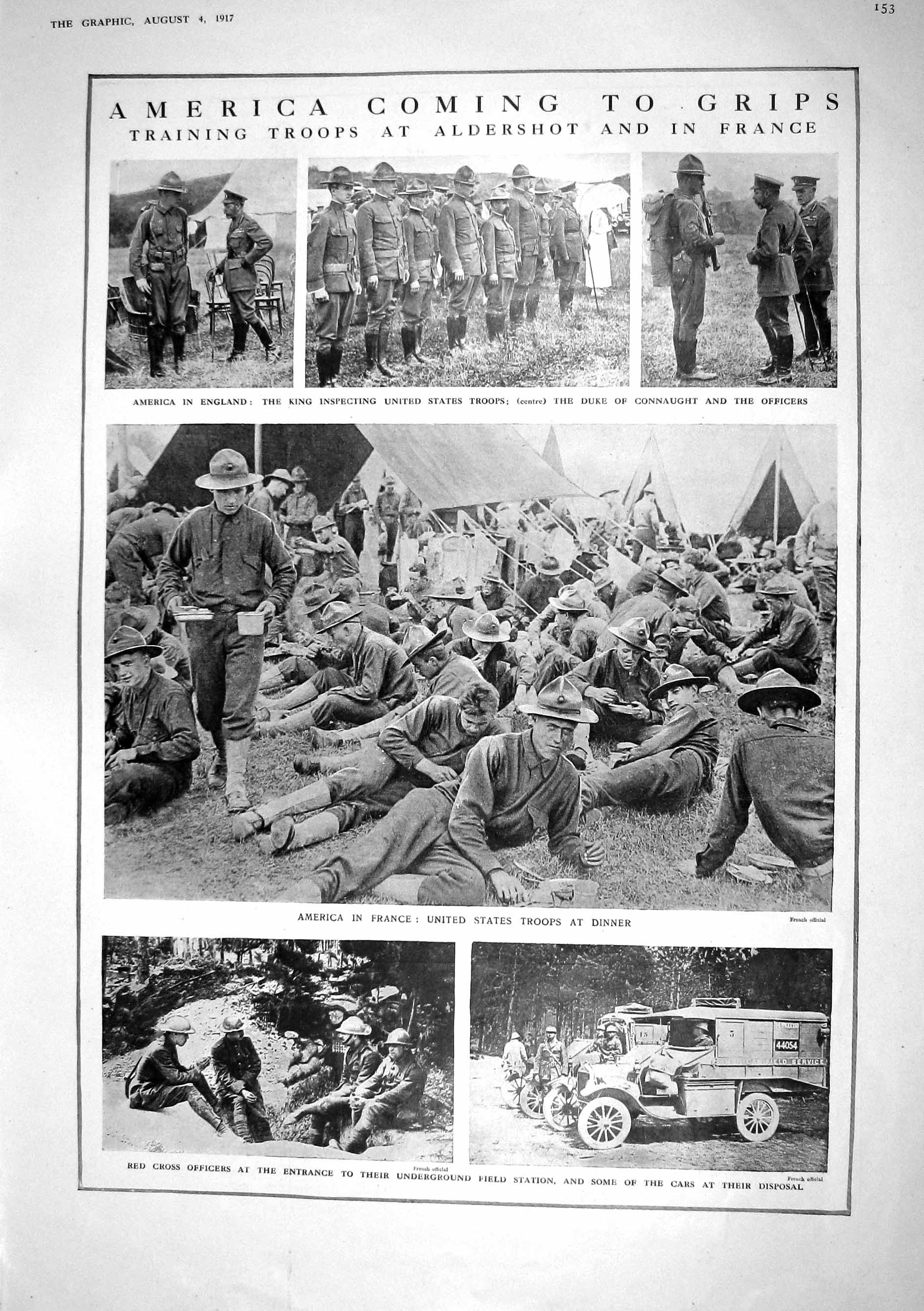 Old Print 1917 American Siers War Duke Connaught Red Cross Horses Harrow 20th