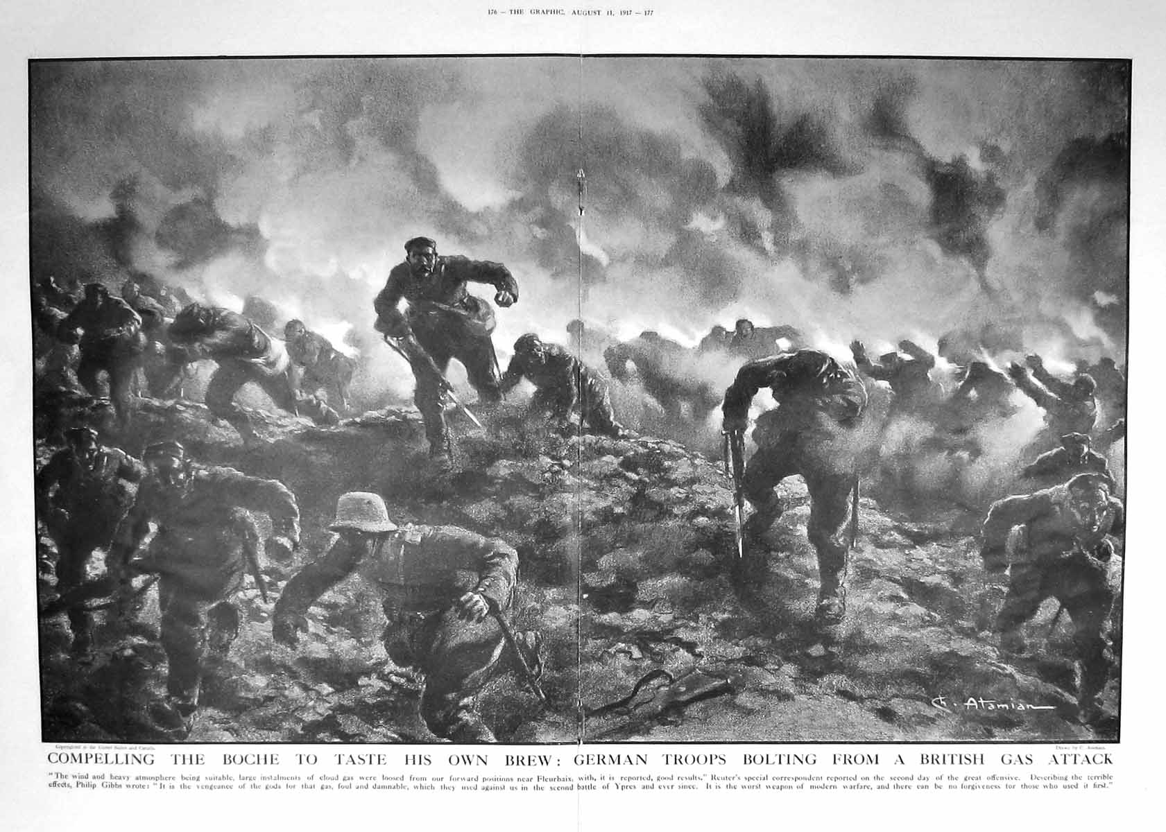 Old 1917 War Boche German Siers British Gas Attack French Liquid F 20th