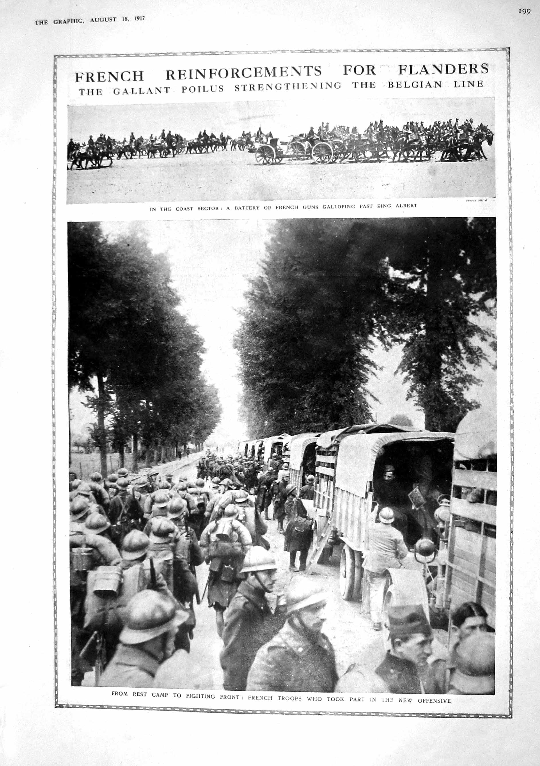 Old Print 1917 War Battery French Guns King Albert Siers Prince Arthur C 20th