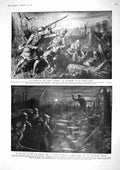 Old Print 1917 Night Patrols War Siers No Man'S Land German Deserter Bel 20th