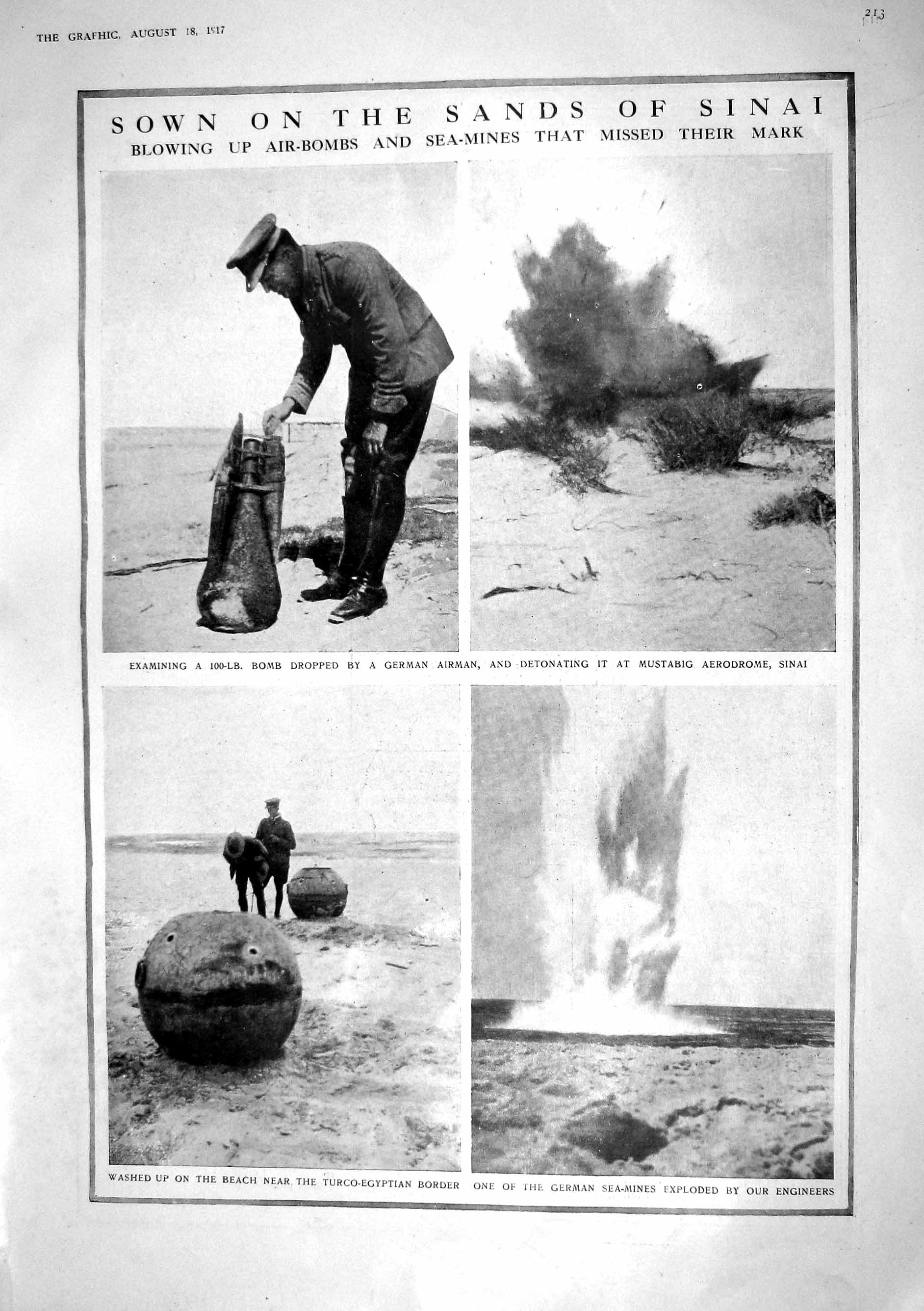 Old 1917 War Sands Sinai Bomb German Sea-Mines Cherchez Women Mechani 20th