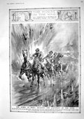 Old Print 1917 War Horses Ypres Running Gauntlet Guns Siers France Scart 20th