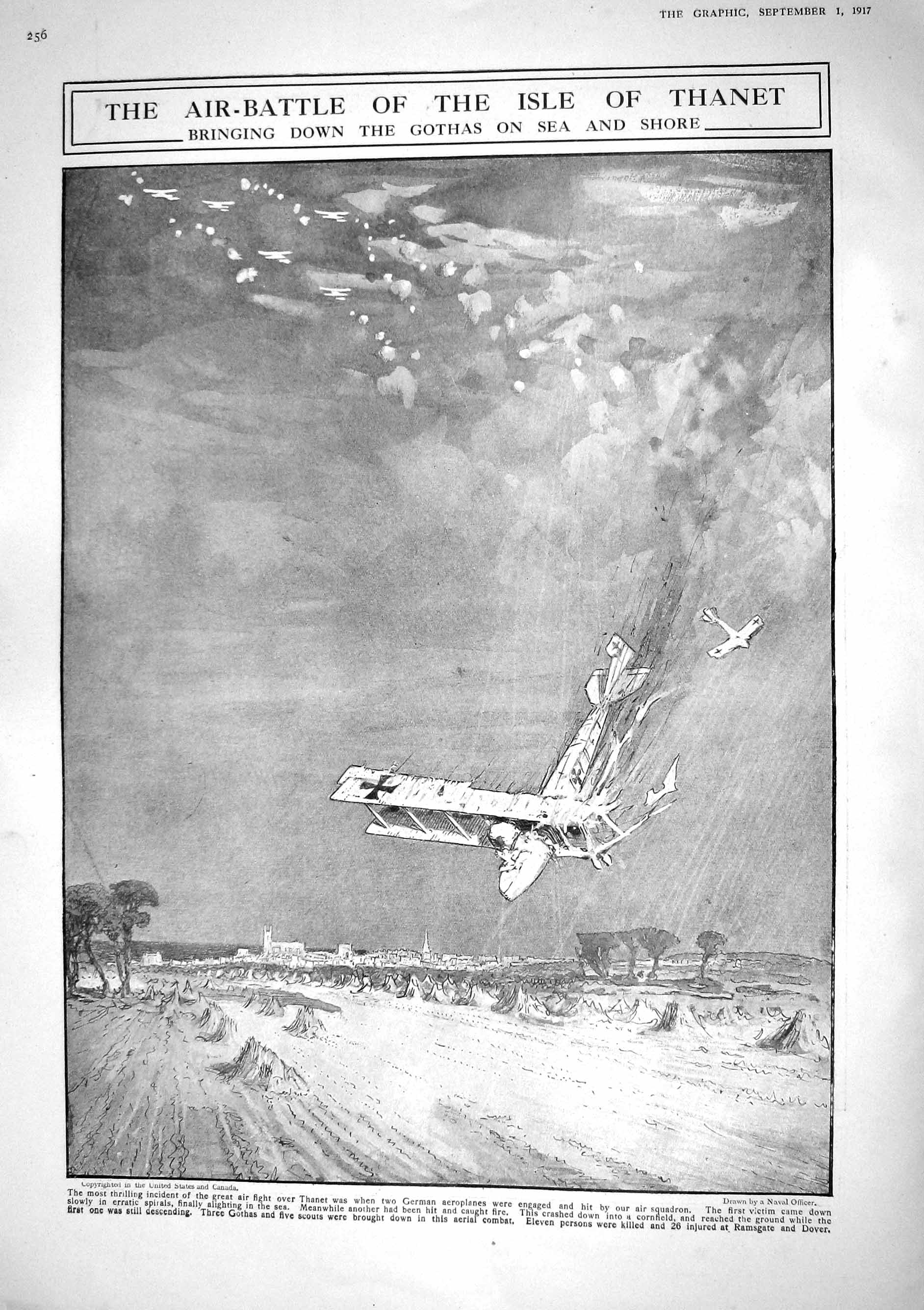 Old 1917 War Air-Battle Isle Thanet Aeroplane Map Gorizia Gradisca Mo 20th