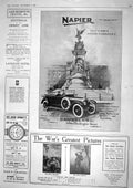 Antique Old Print 1917 Napier Motor Car War Pictures Bennett Watches Langham