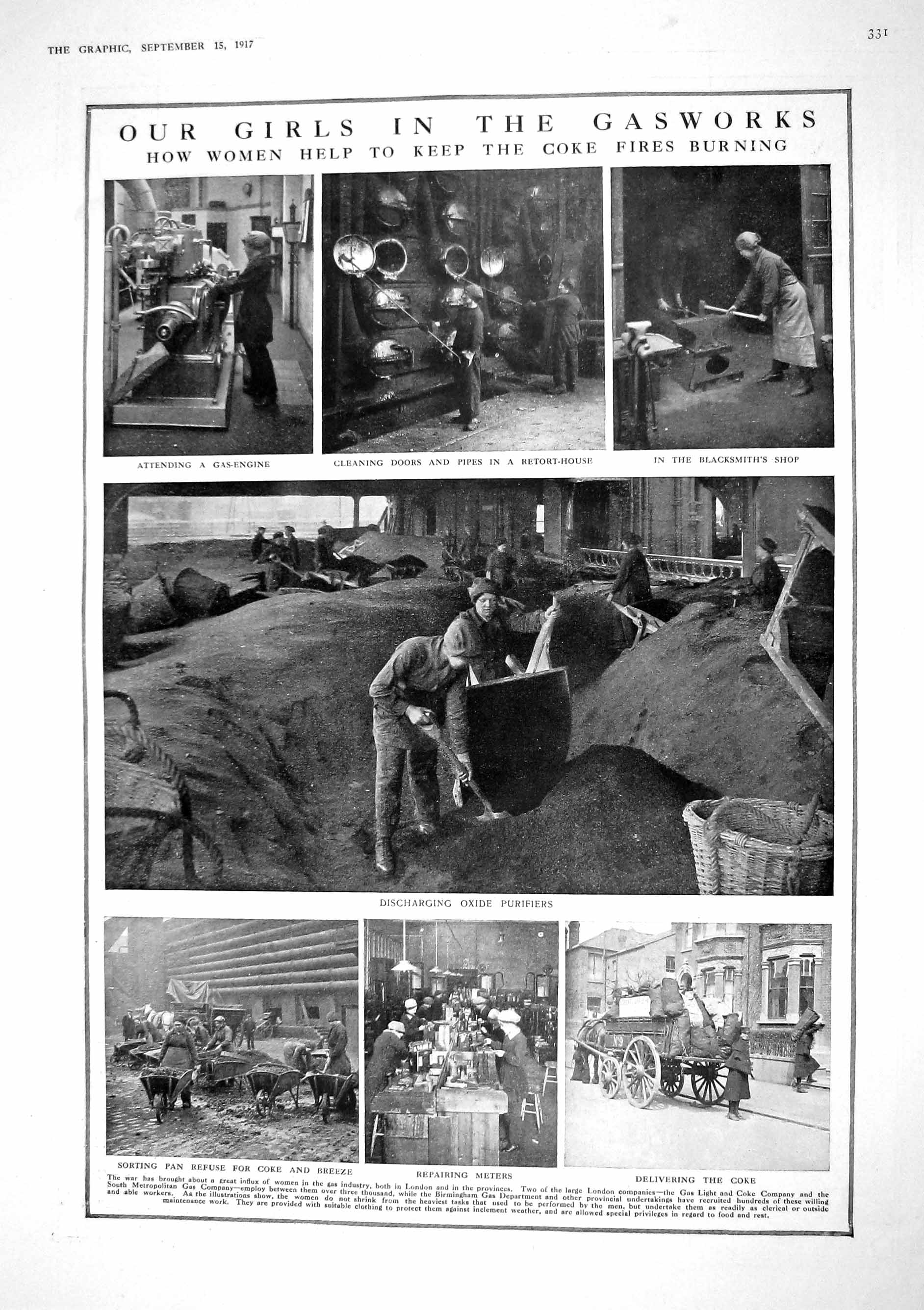 Old 1917 War Women Work Blacksmith Oxide Purifiers Hubert Hall Chance 20th