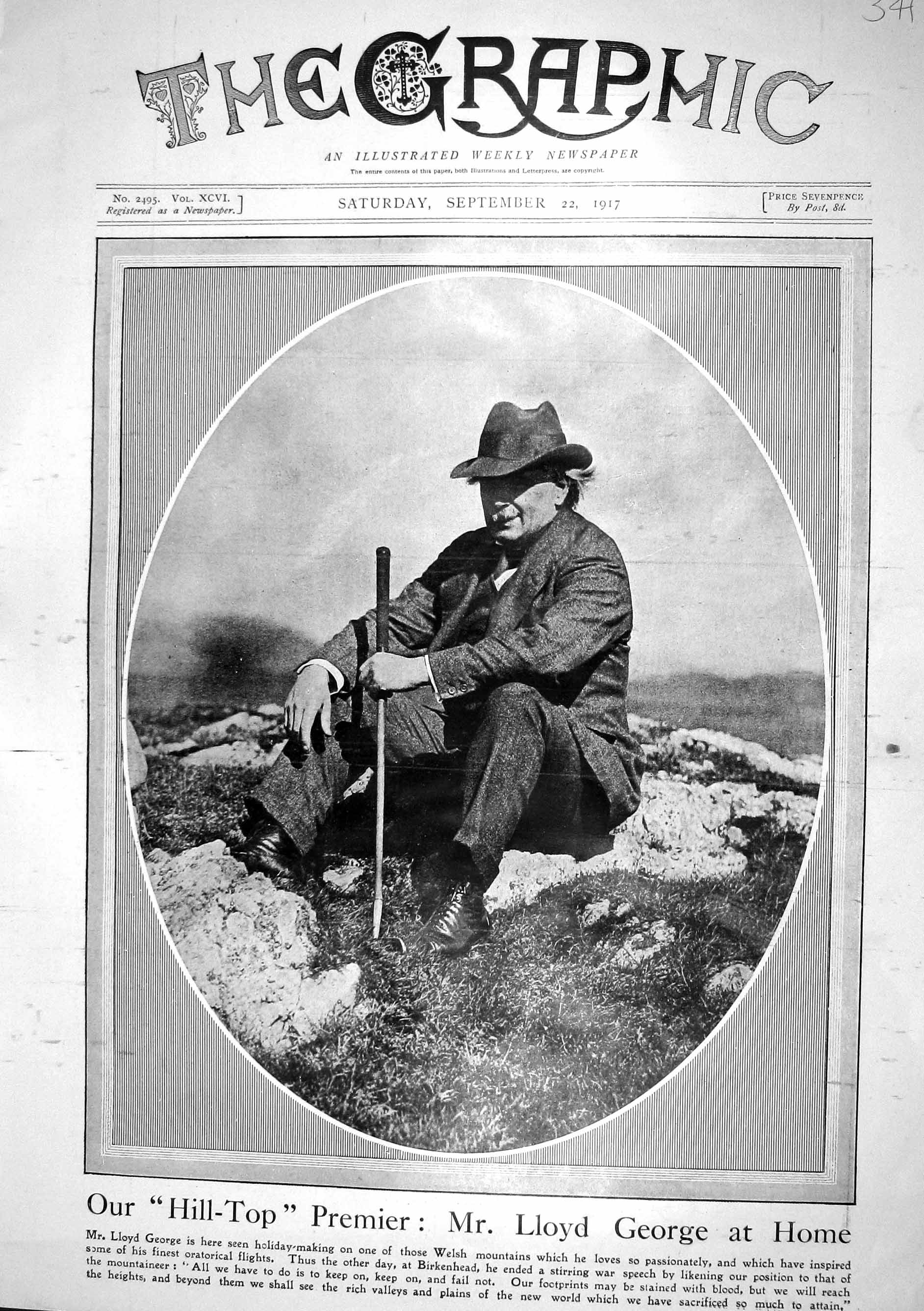 Old 1917 Lloyd George Wales Mountain Painleve French Premier Canada L 20th