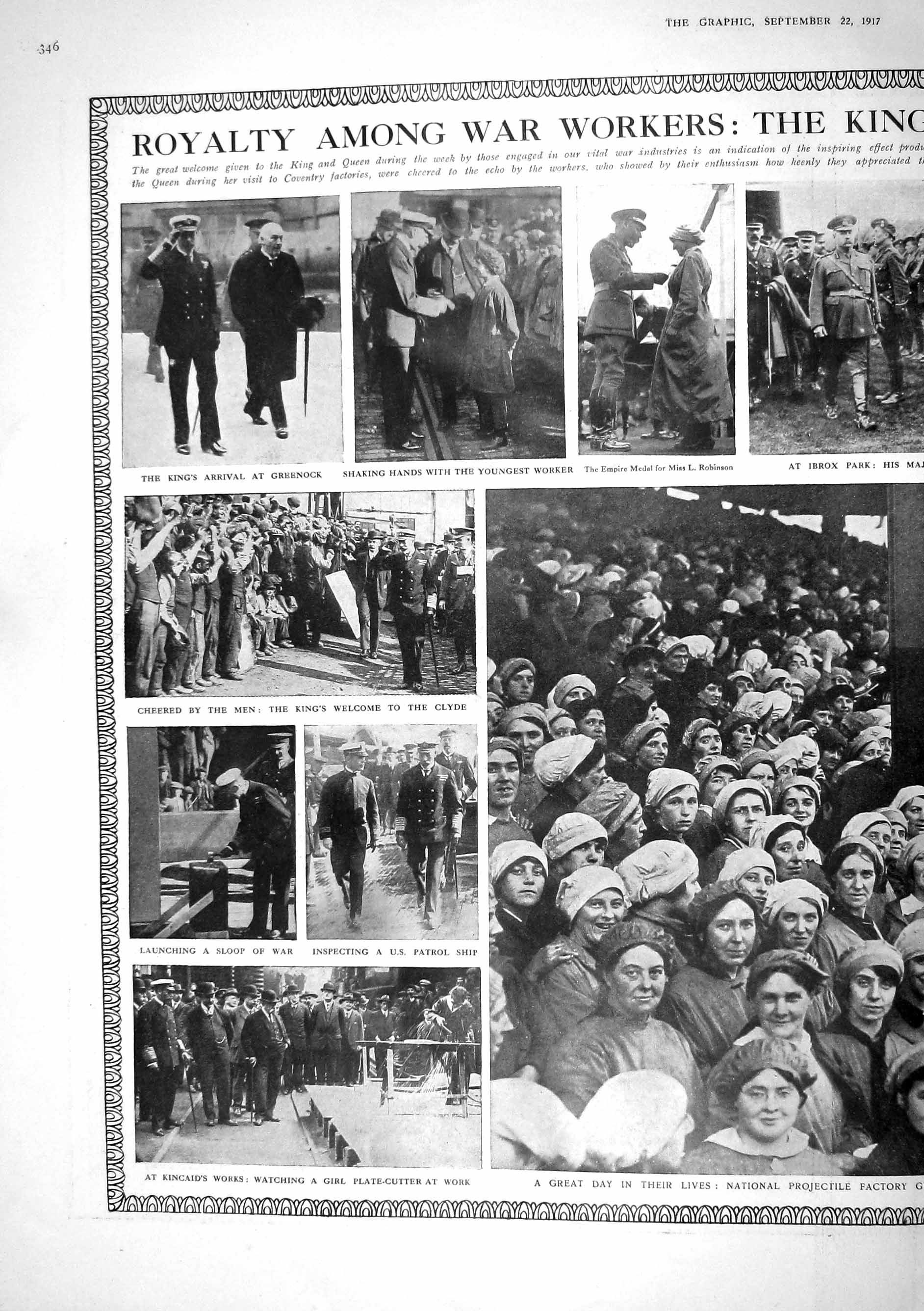Old 1917 War Workers King Greenock Factory Girls Ibrox Princess Mary 20th