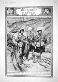 Old Print 1917 War Highlanders Siers Blind Officer Battlefield Aeroplane 20th