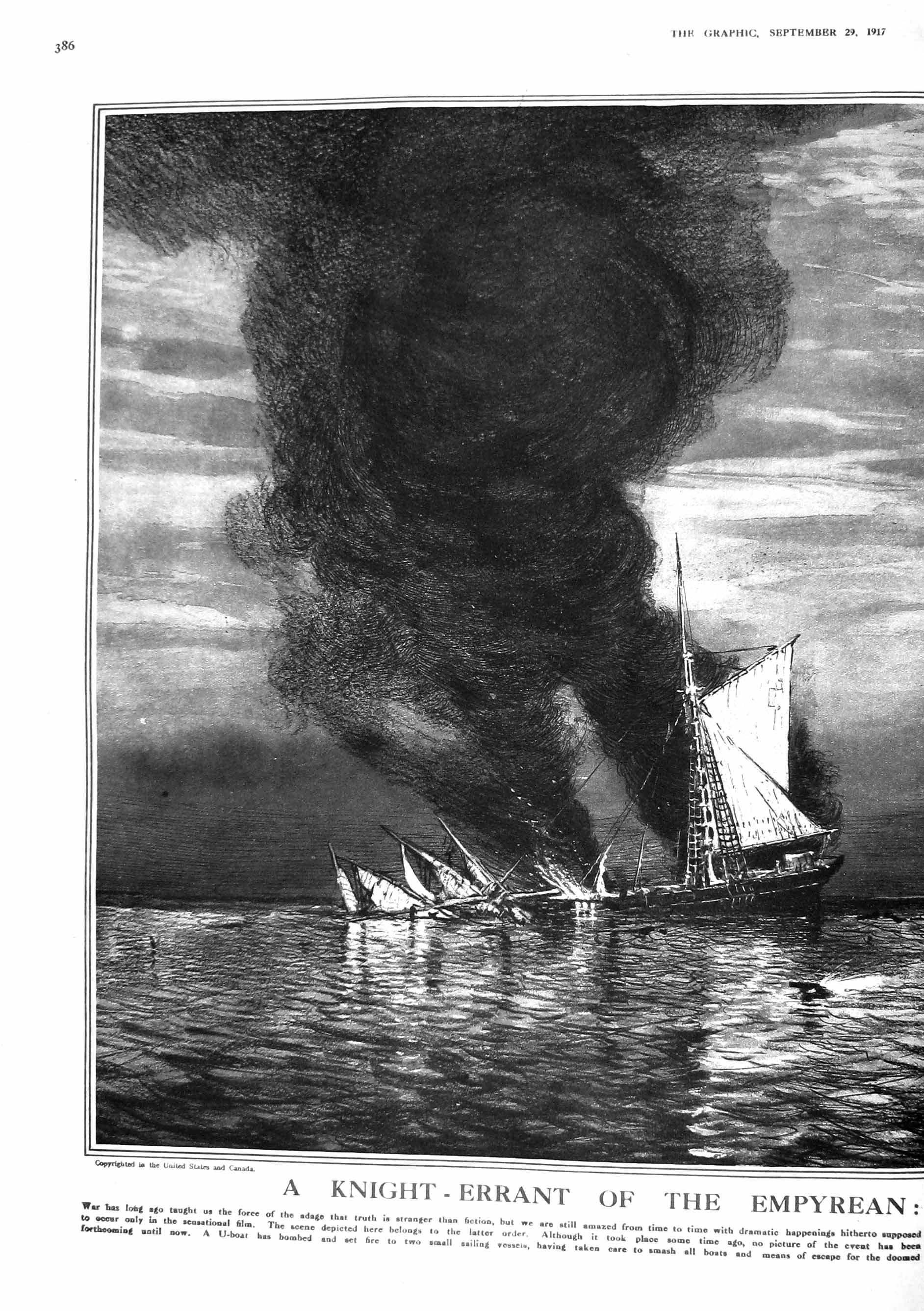 Old Print 1917 War Ship Sunk Empyrean U-Boat Siers Monte Santo Isonzo It 20th