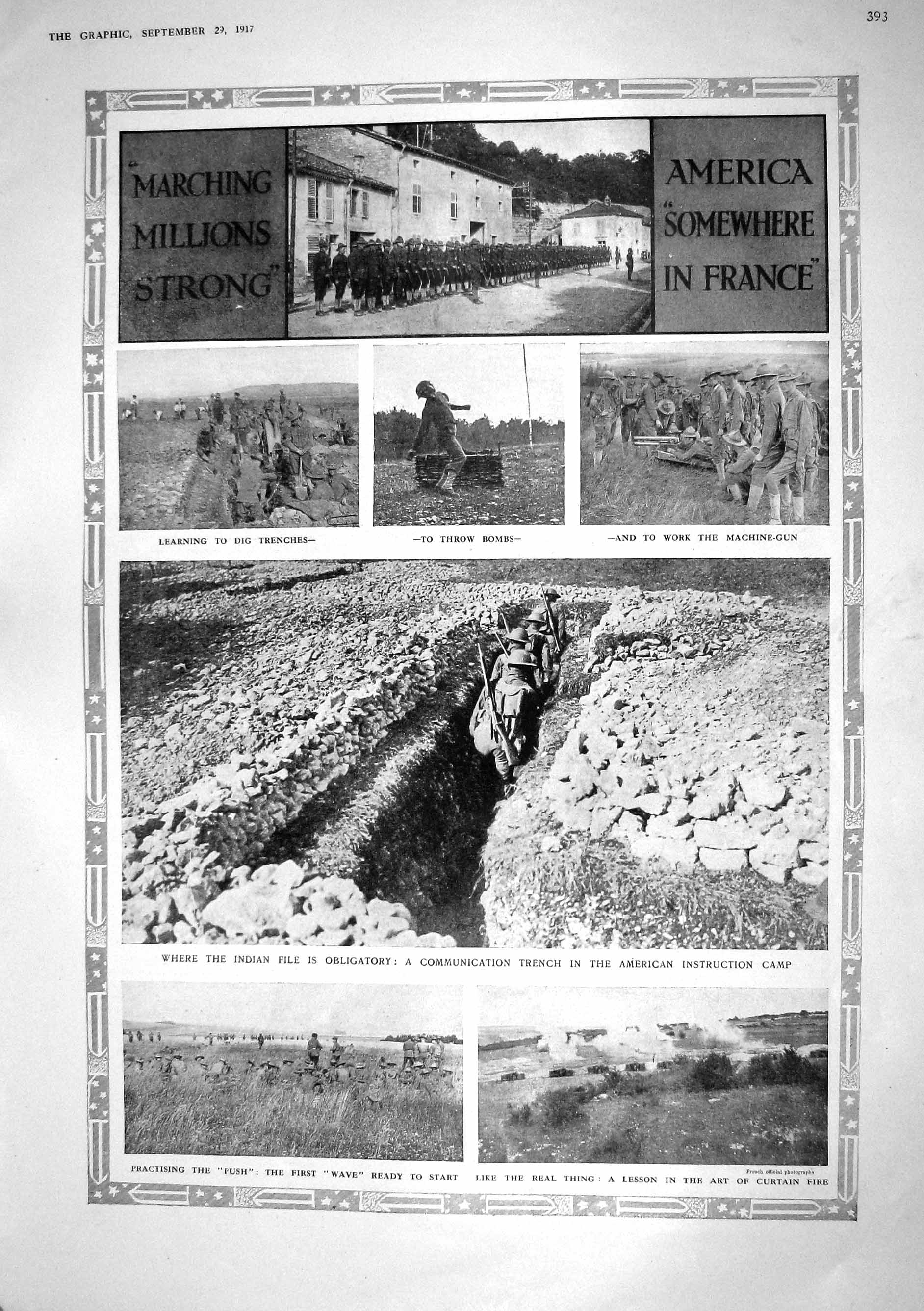 Old Print 1917 France War Siers American Instruction Camp Boche Souvenez 20th