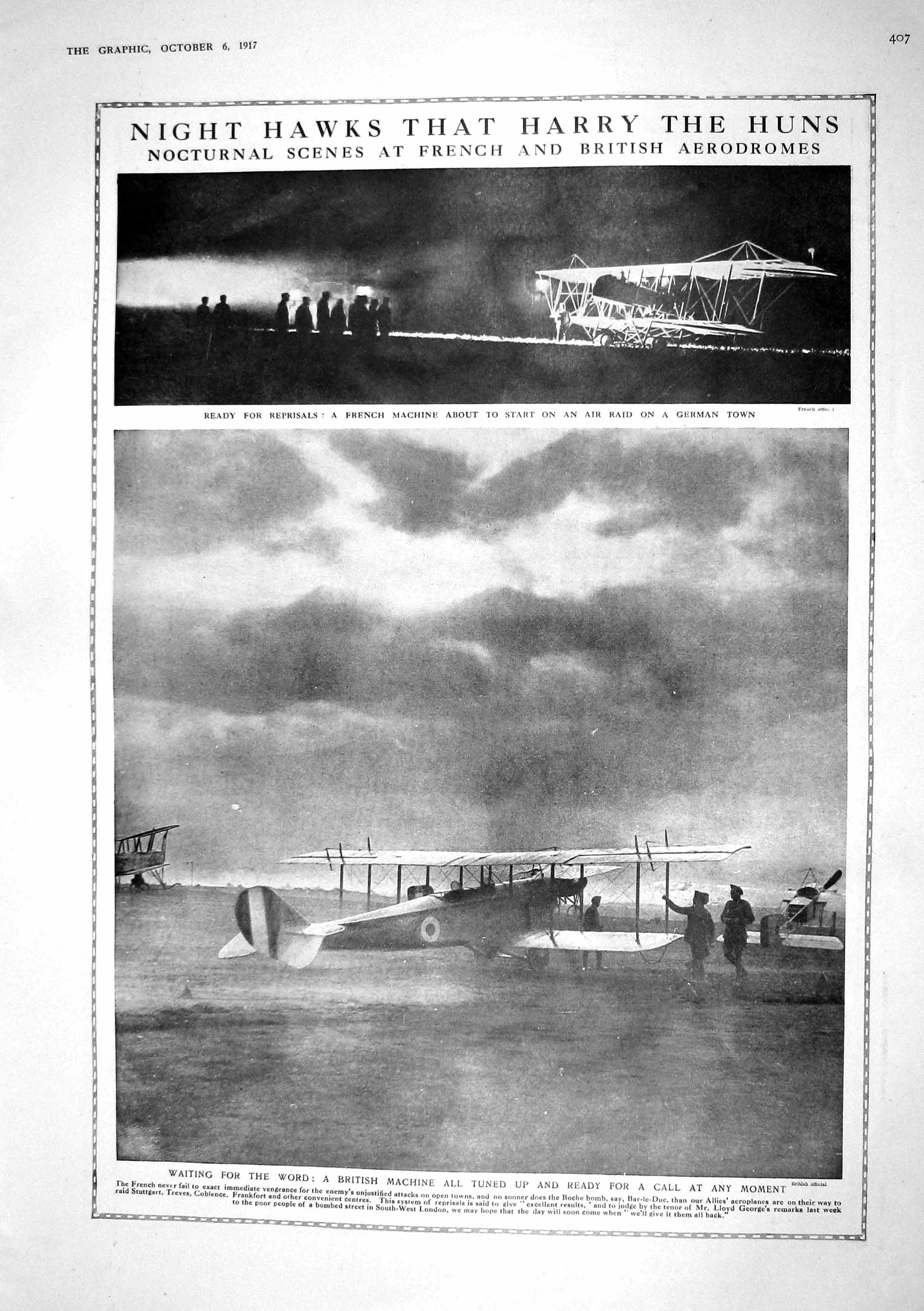 Old 1917 Night Hawks British Aerodromes Aeroplanes London River Thame 20th