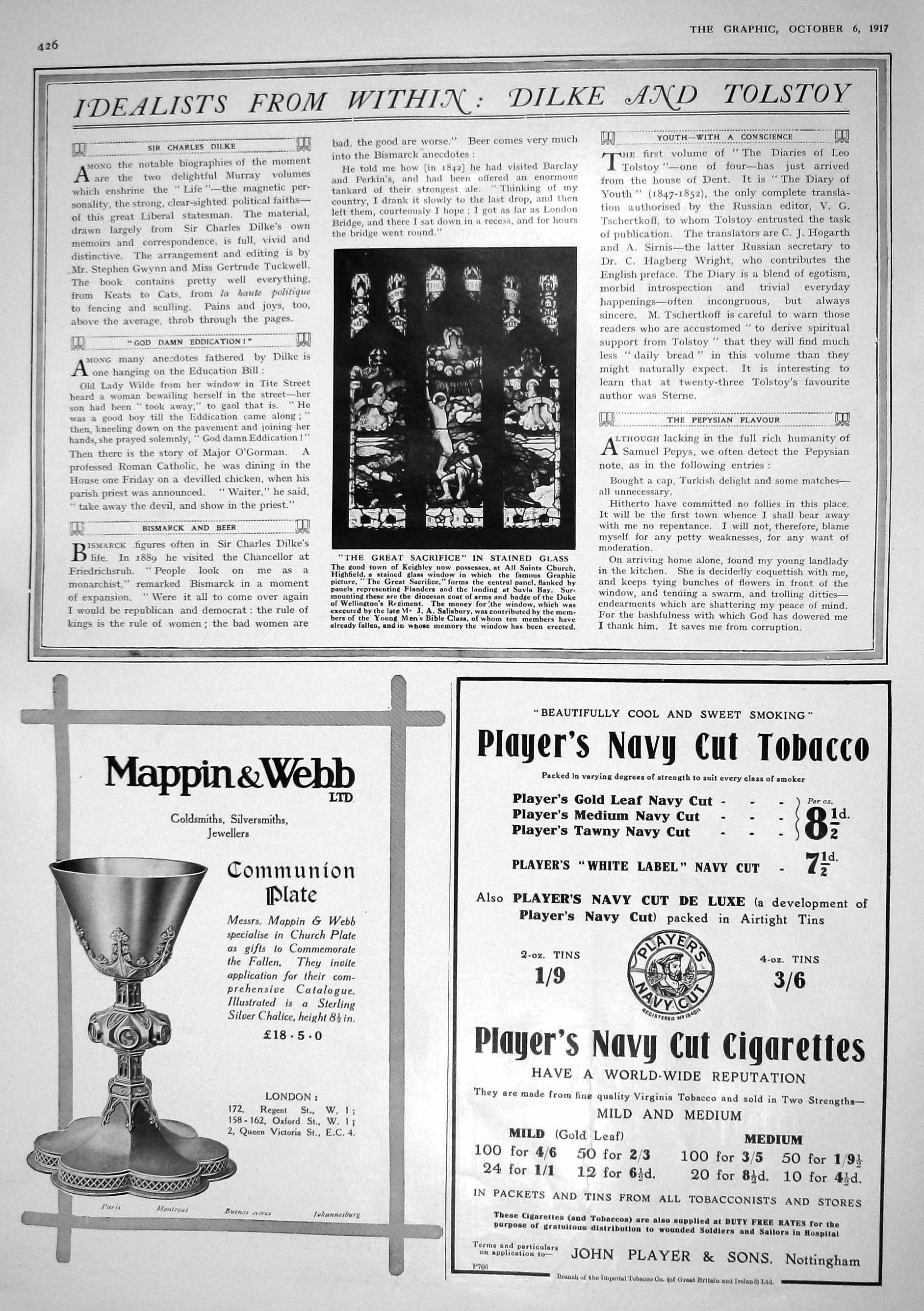 Old 1917 Saints Church Highfield Stained Glass Window Mappin Webb Cig 20th