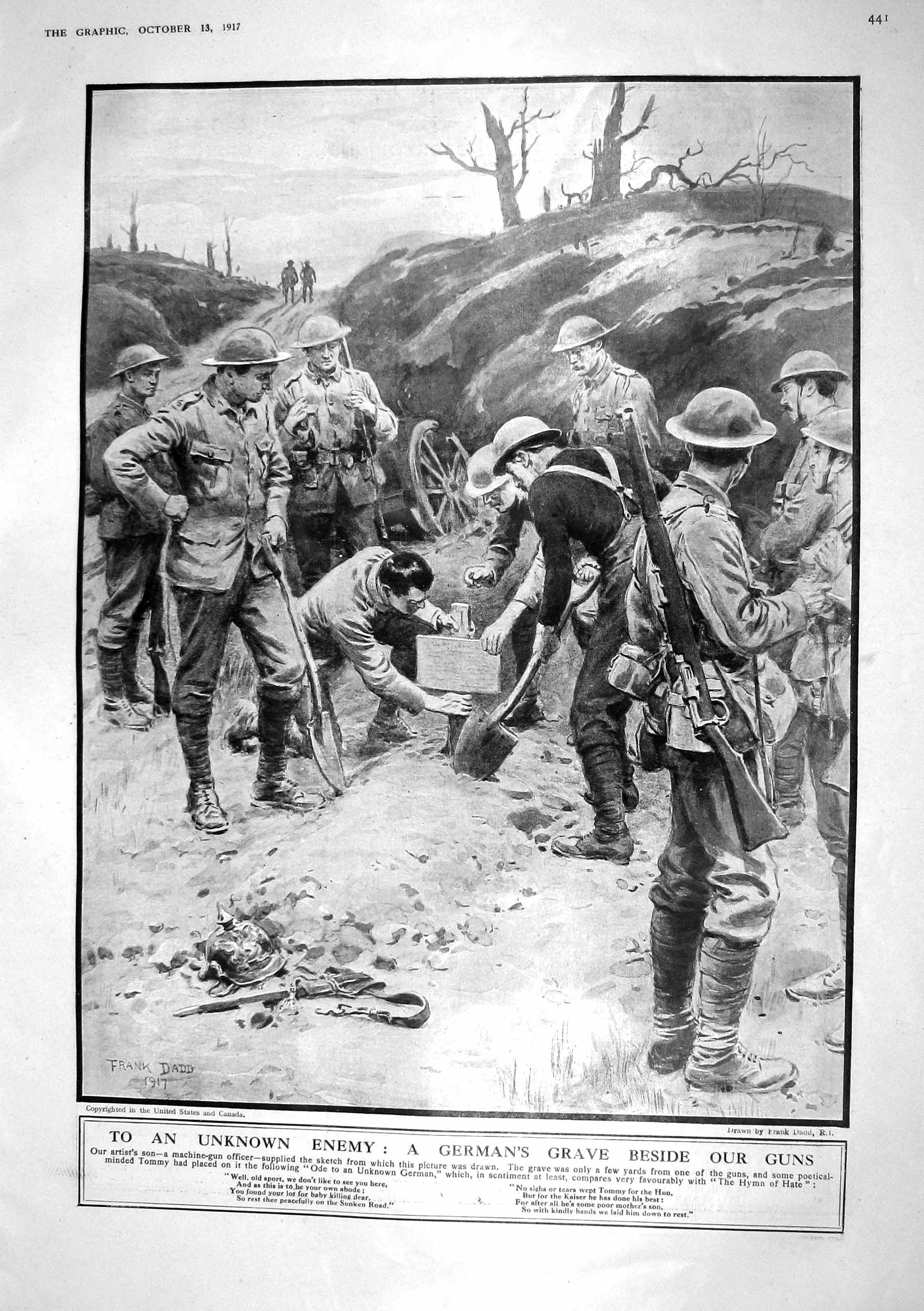 Old Print 1917 German Siers War Grave British Guns U-Boat Hunting Patrol 20th