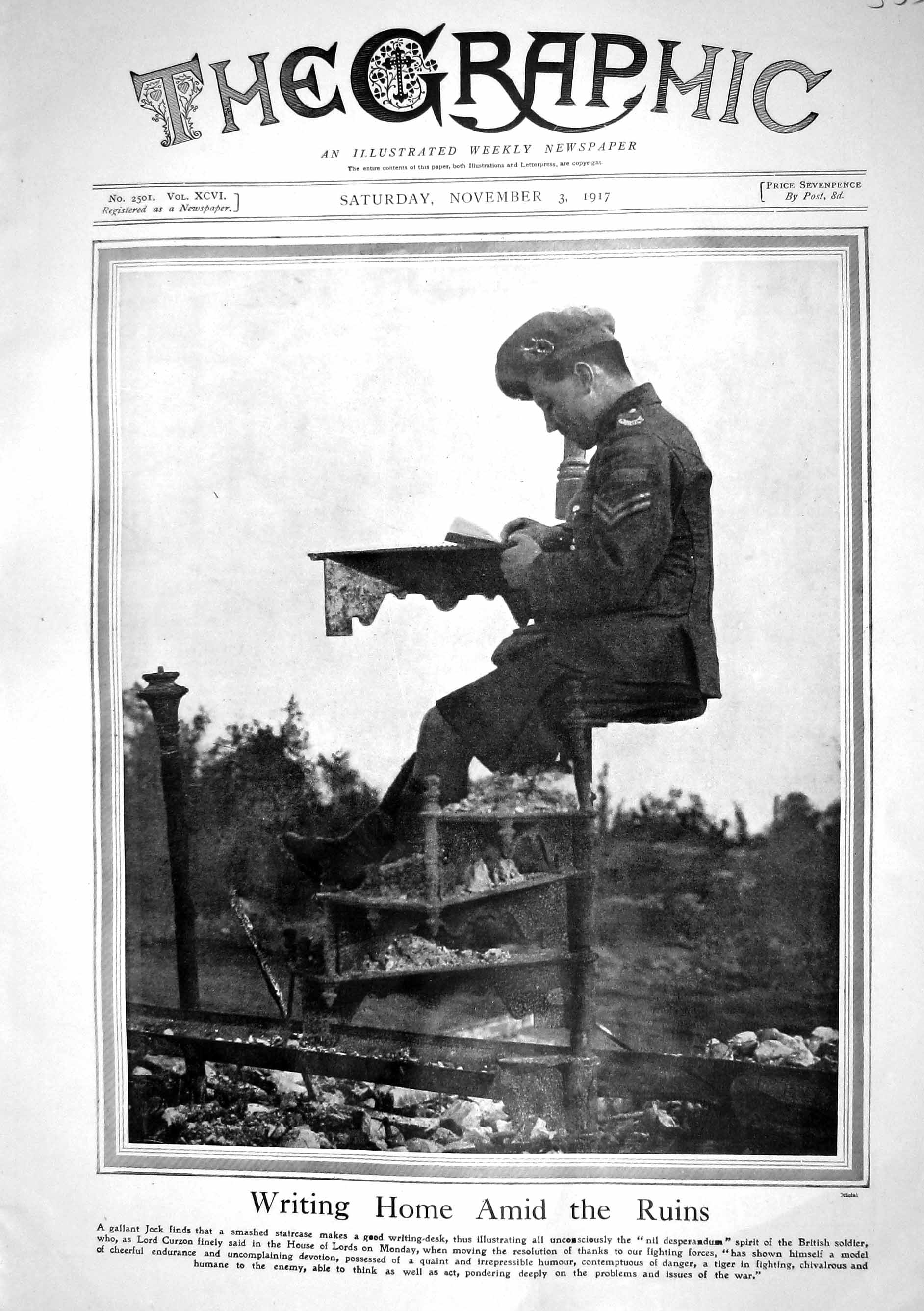 Old Print 1917 Jock Scottish Sier War Letter Home Bullock Cart Battle An 20th