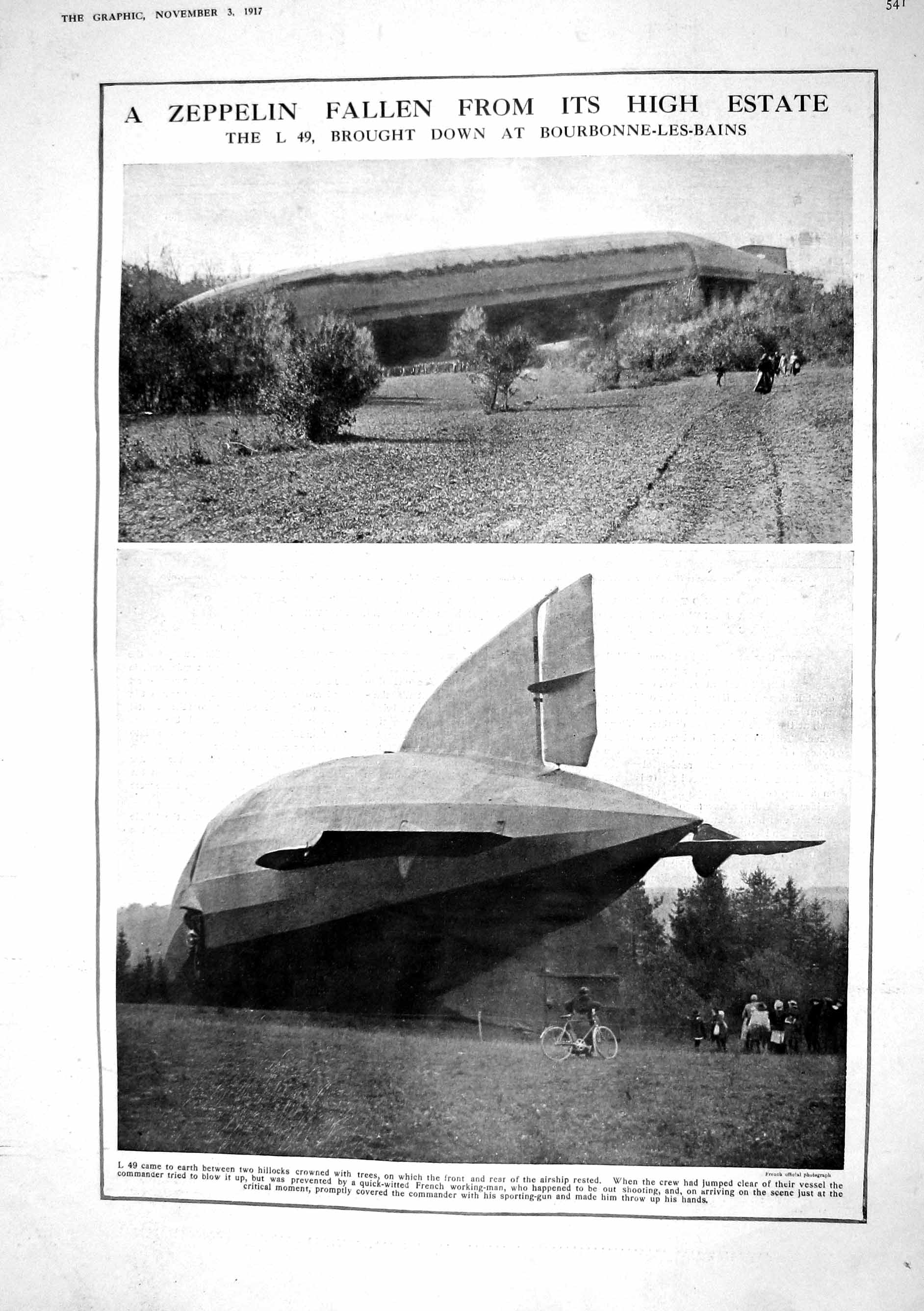 Old 1917 Zeppelin Crash Bourbonne-Les-Baines War France Map Germany E 20th