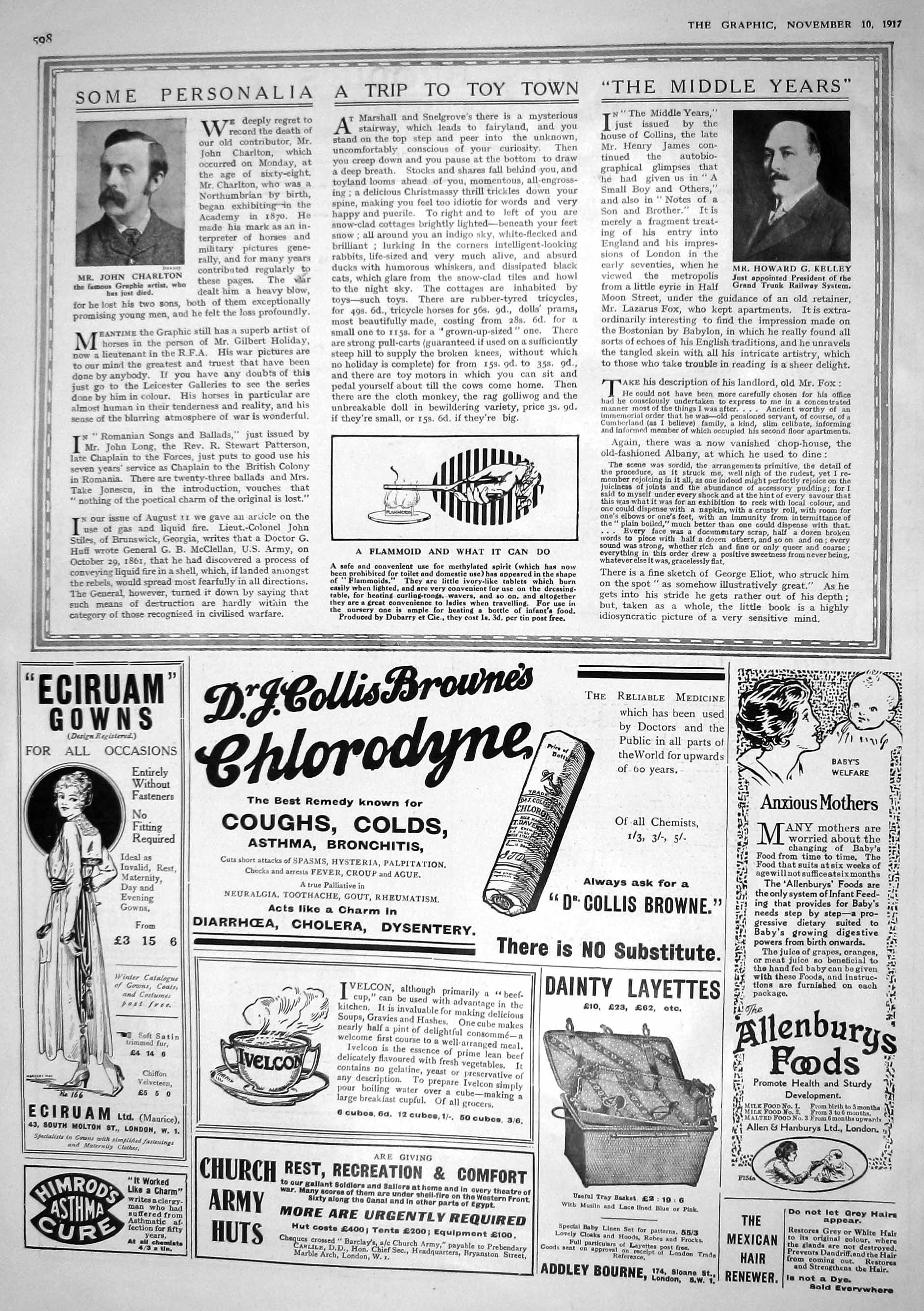 Antique Old Print 1917 John Charlton Artist Howard Kelley Flammoid Allenburys