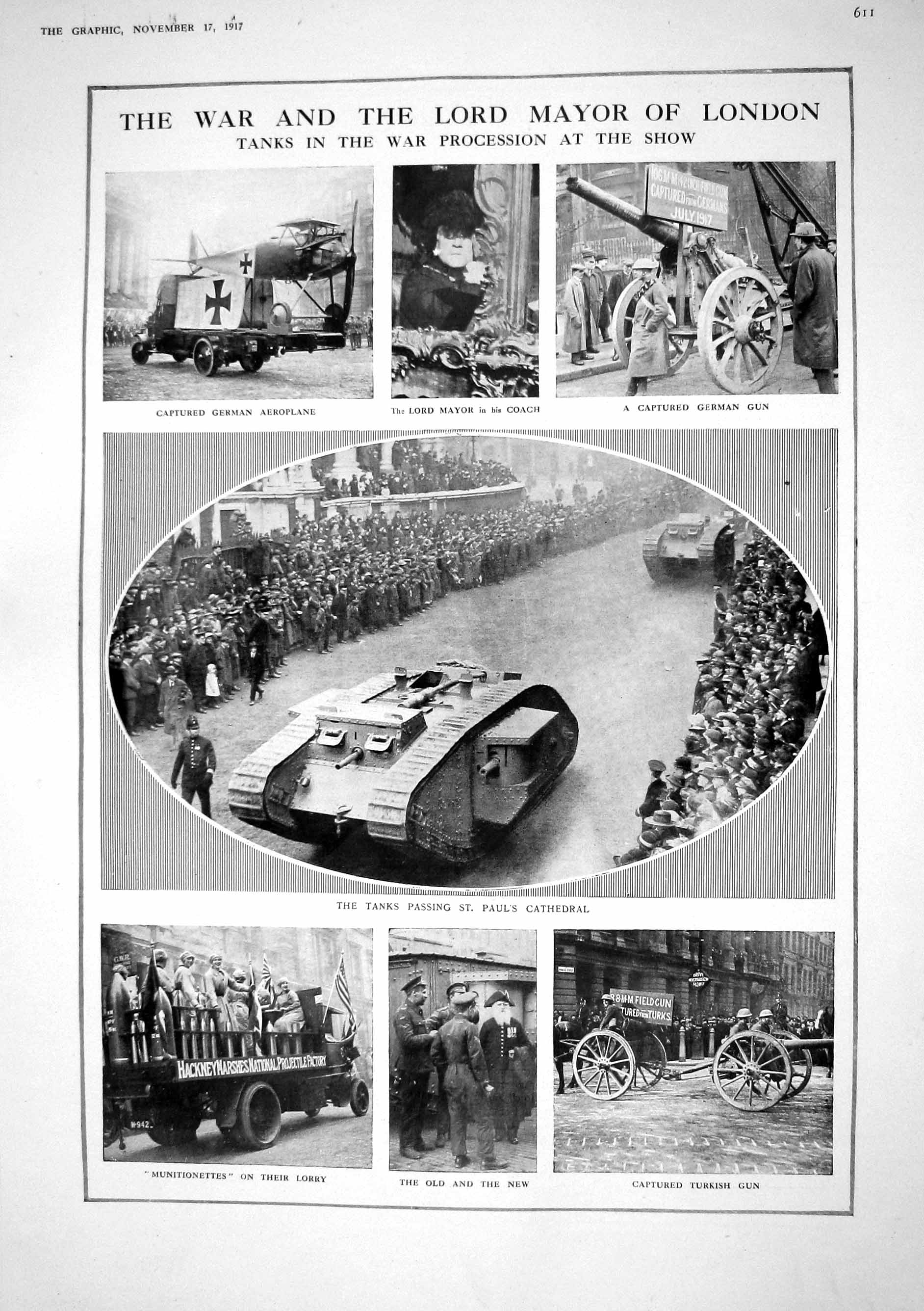 Old 1917 War Mayor London German Aeroplane Tanks Turkish Gun Alberta 20th