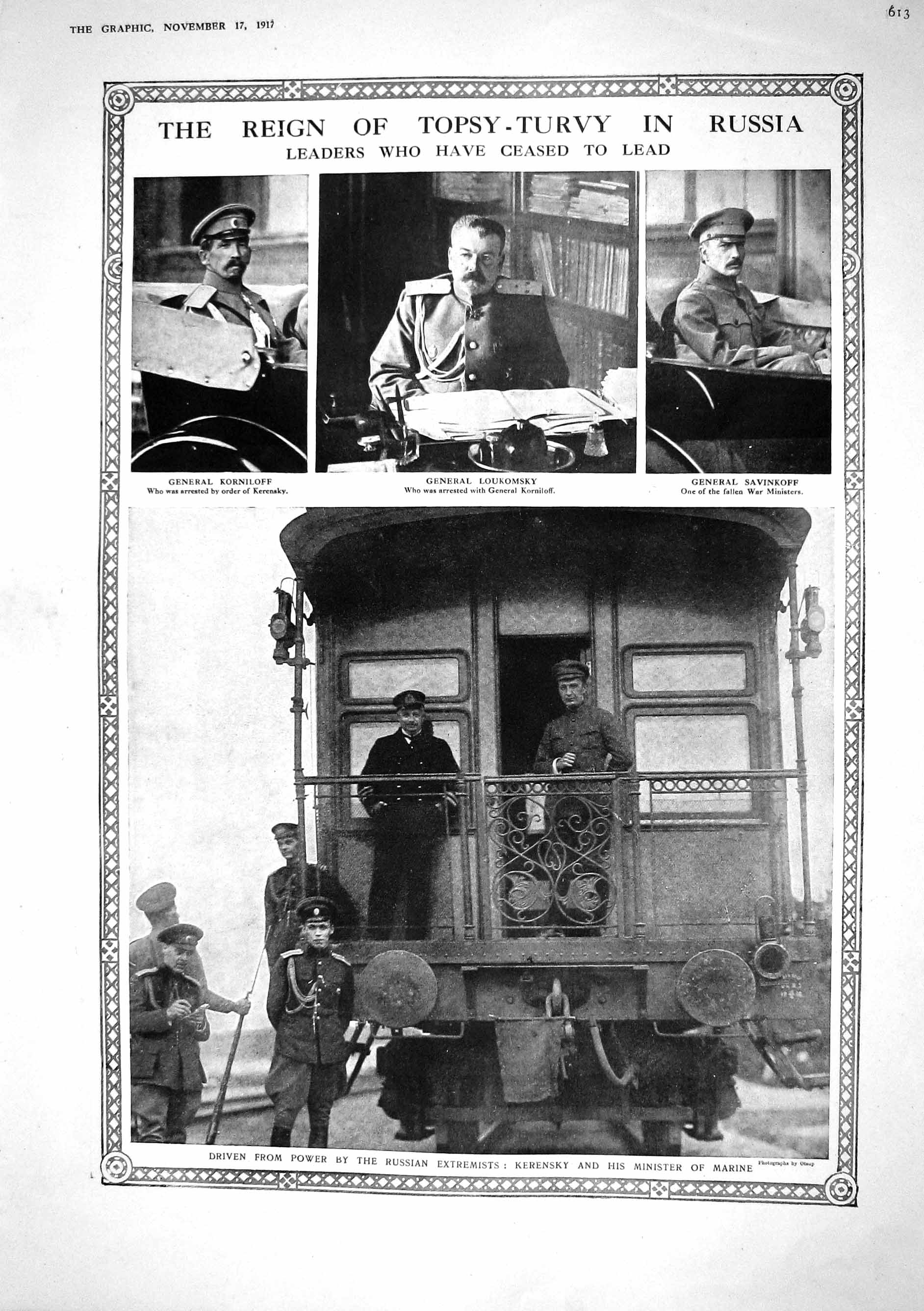 Old 1917 Korniloff Loukomsky Savinkoff Russia Kerensky Train War Hors 20th
