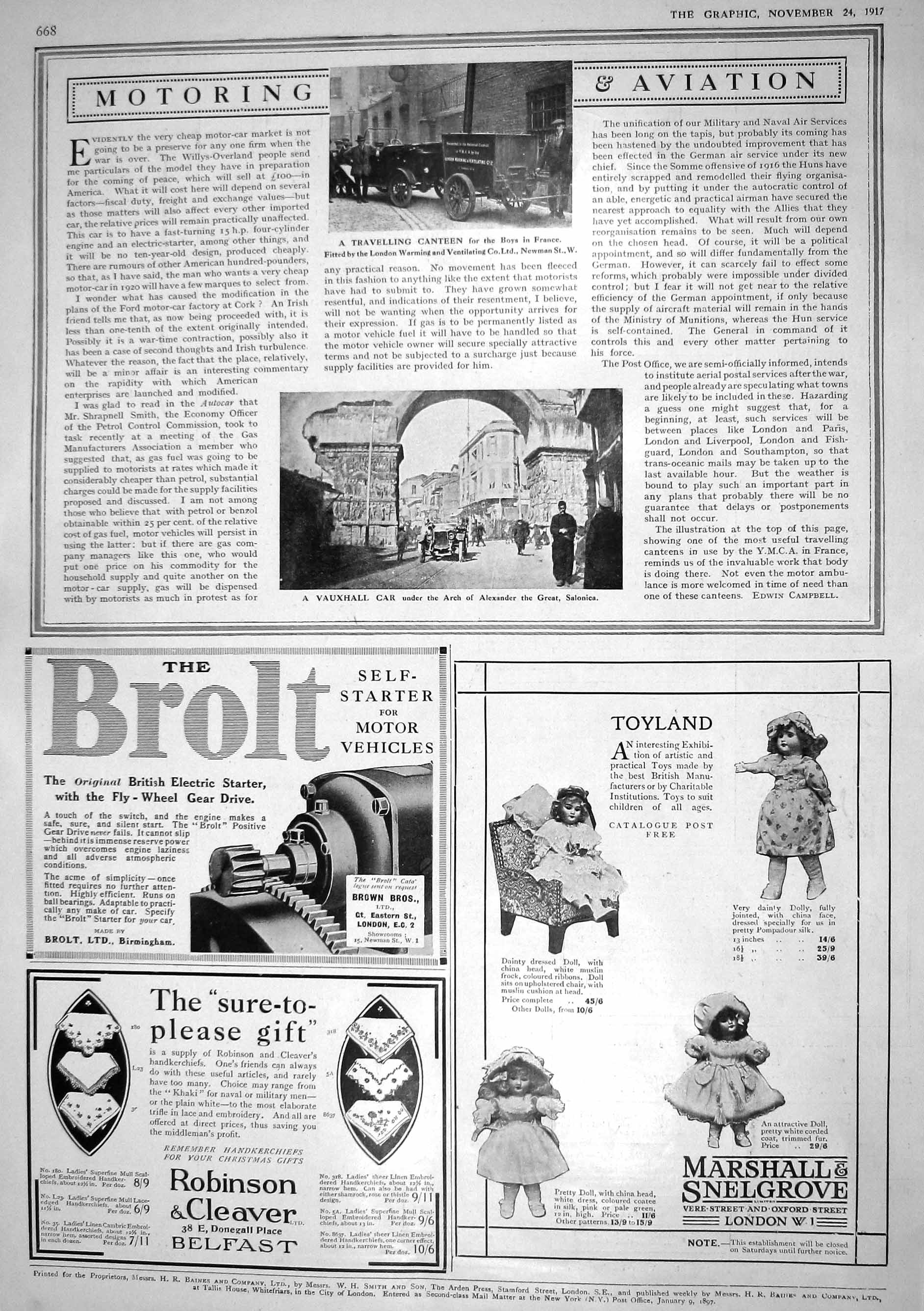 Old 1917 Travelling Canteen France Vauxhall Motor Car Salonica Marsha 20th