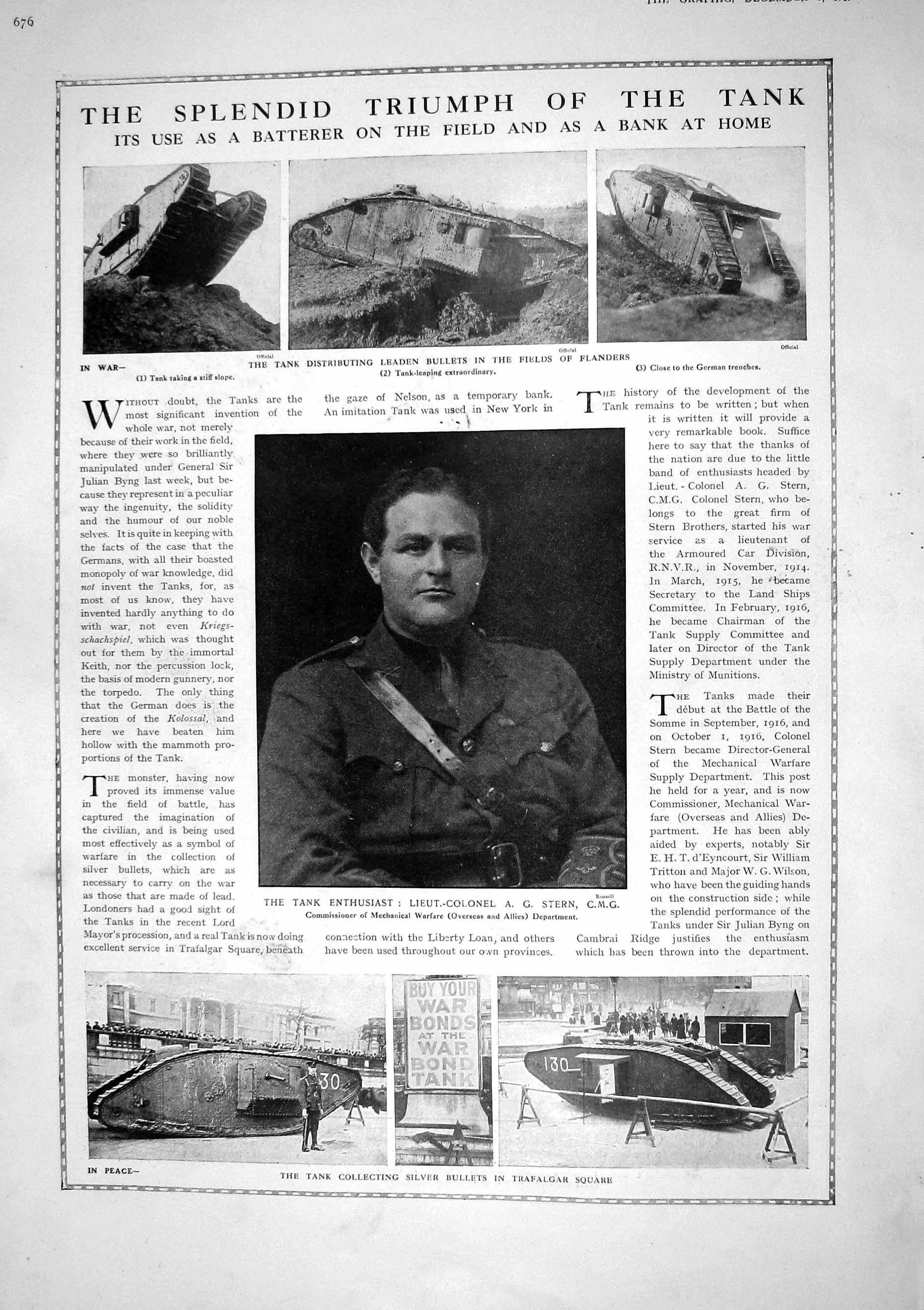 Old 1917 Lieut-Colonel Stern War Tank Trafalgar Italian Army Camoufla 20th