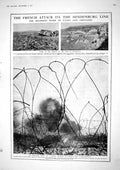 Old Print 1917 War France Siers Hindenburg Tanks Fort Malmaison German W 20th