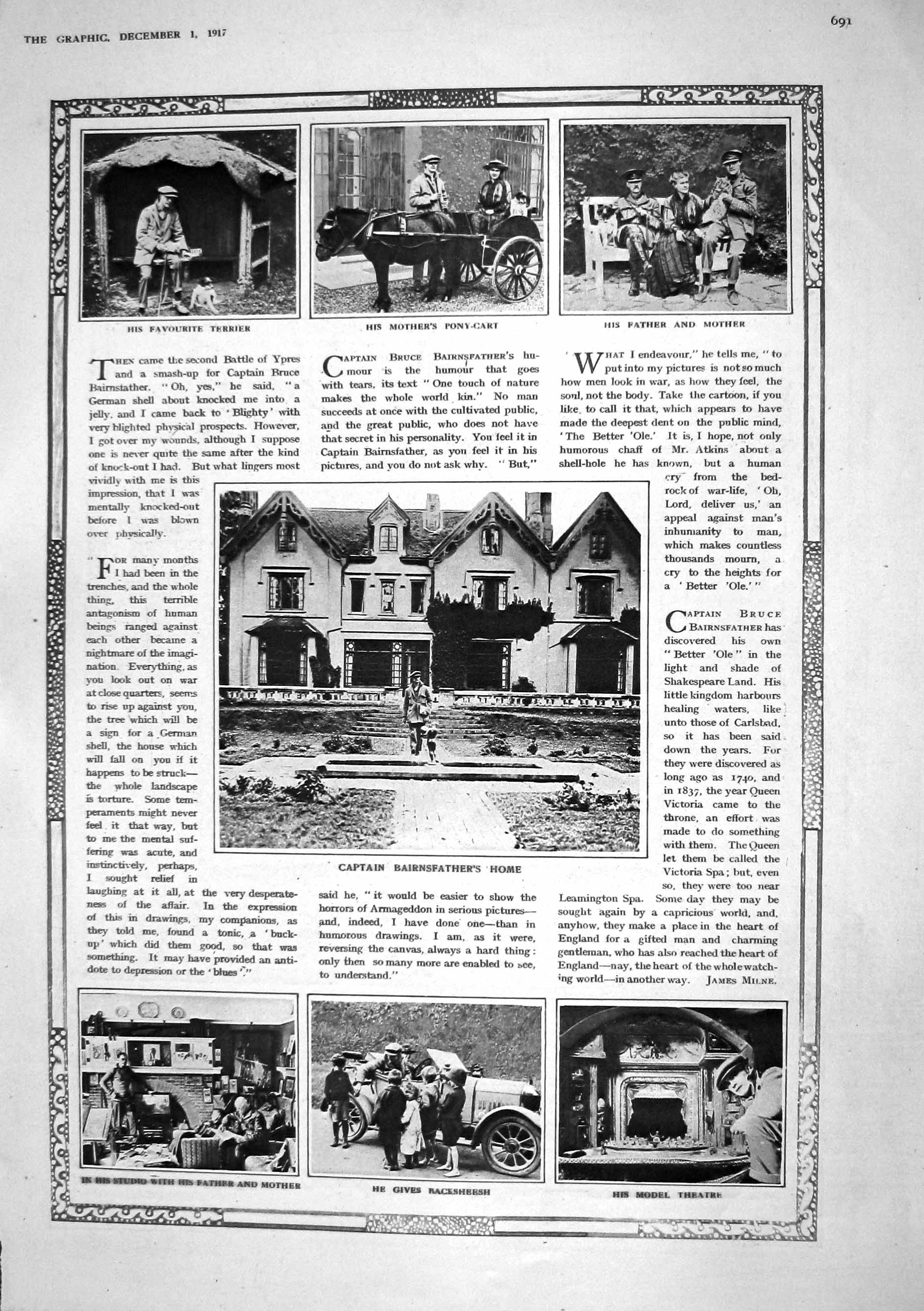 Old 1917 Captain Bairnsfather Terrier Dog Model Theatre Kitchen Westm 20th