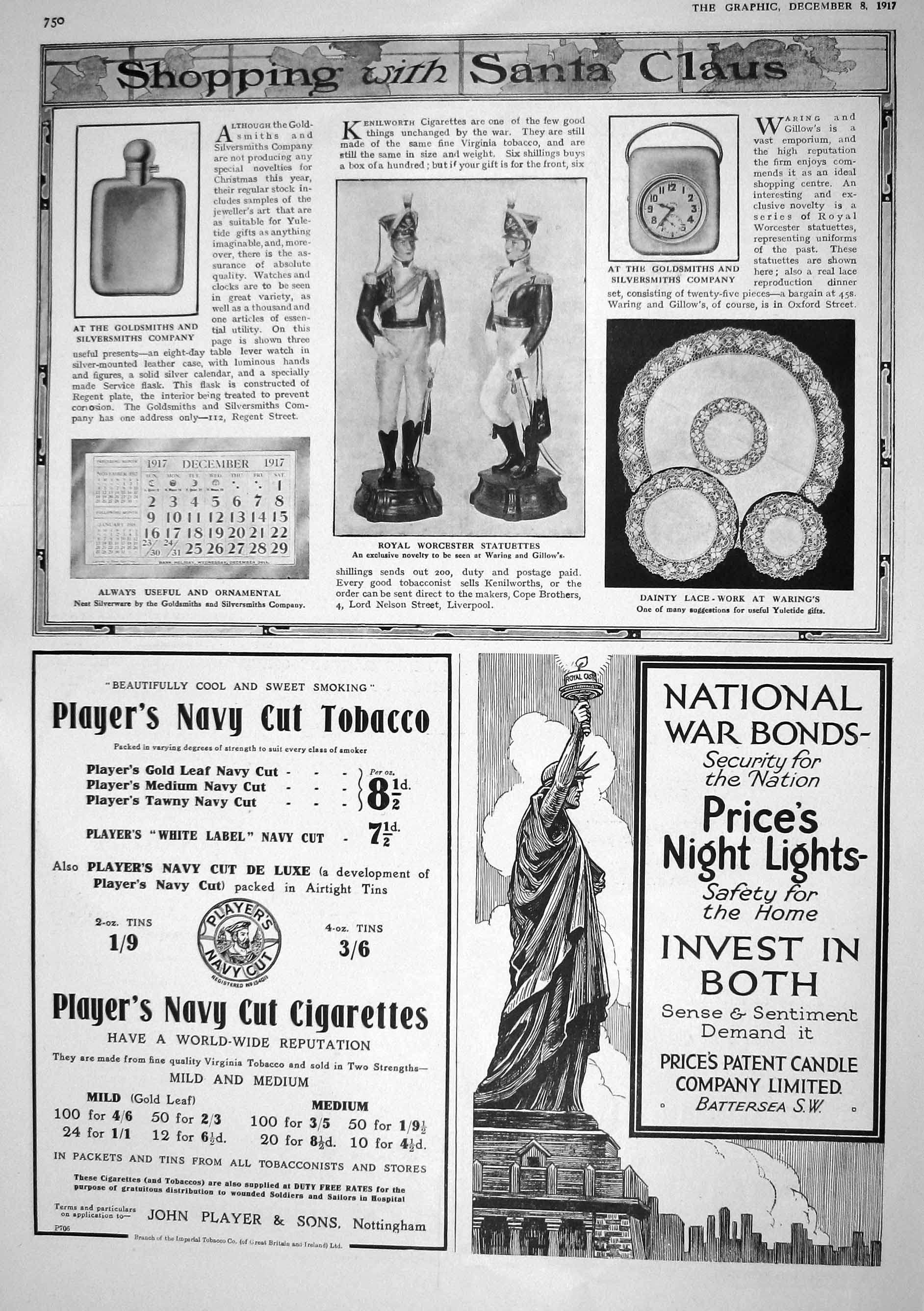 Old 1917 Royal Worcester Statuettes Christmas Presents Waring'S Lace 20th