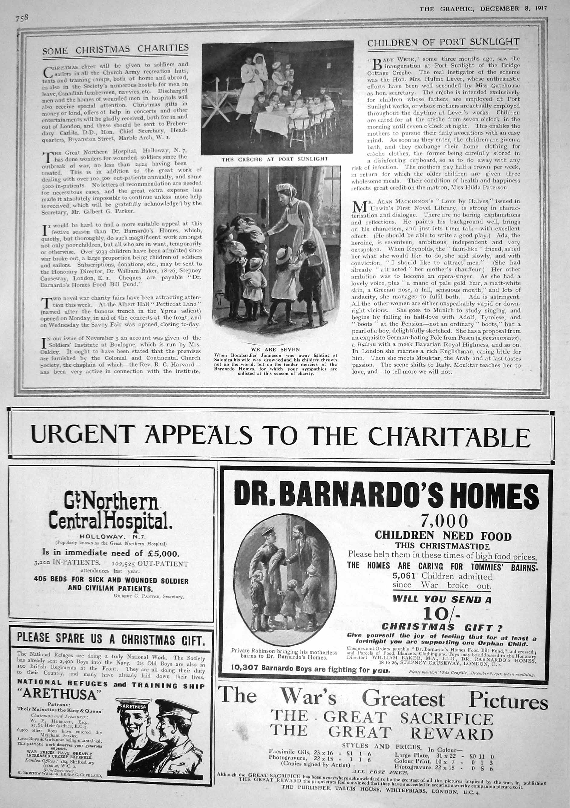 Old 1917 Creche Port Sunlight Children Bombardier Jamieson Barnardo H 20th