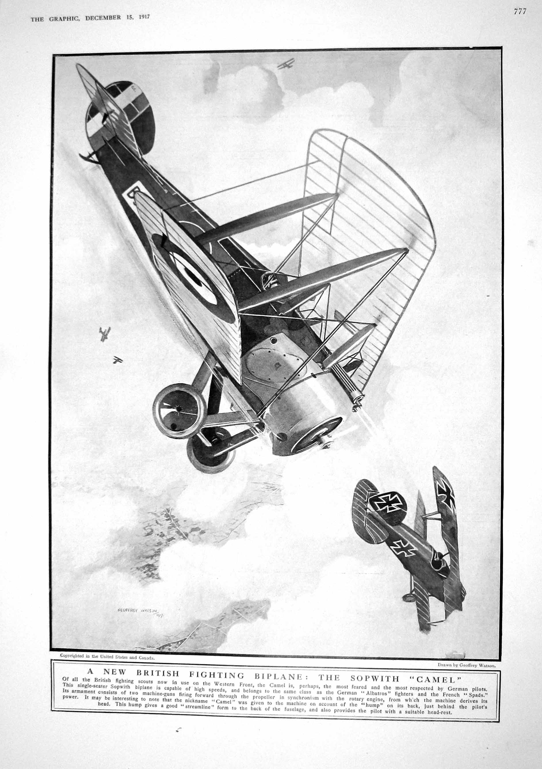 Old 1917 British Fighting Biplane Camel War Cardinal Belgium Archer I 20th