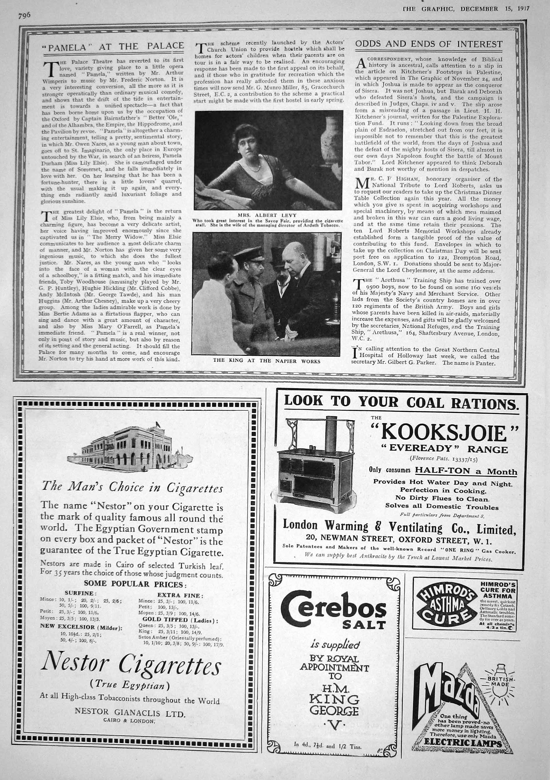 Old 1917 Theatre Mrs Albert Levy King Napier Works Nestor Cigarettes 20th
