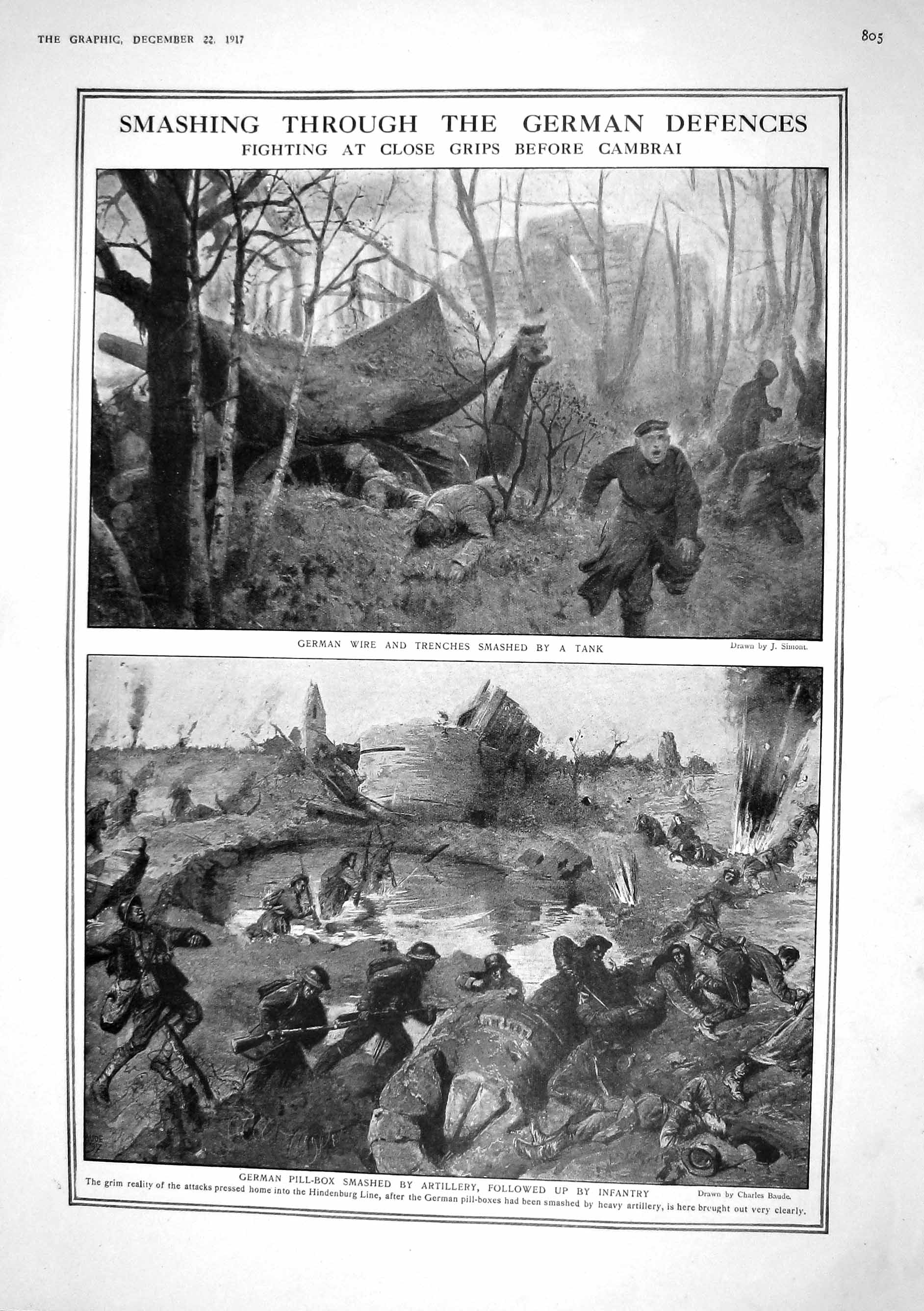 Old 1917 German Wire Trenches War Tank Cambrai Pill-Box Hindenburg Ke 20th