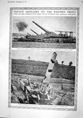 Old Print 1917 French War Heavy Battery German Siers Tank Guns Matchless 20th