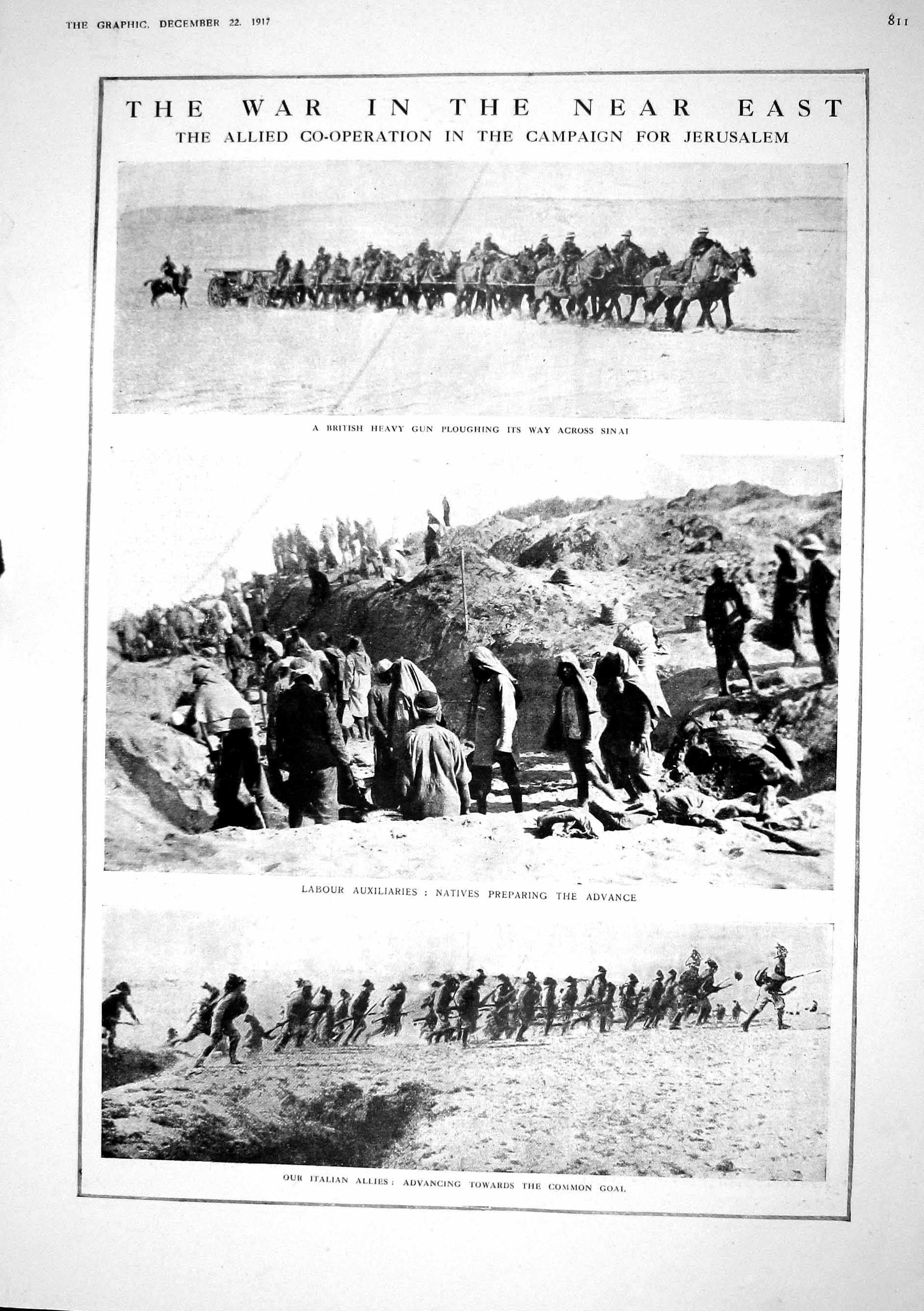 Old 1917 War Jerusalem Labour Auxiliaries British Guns Sinai Italy Ca 20th
