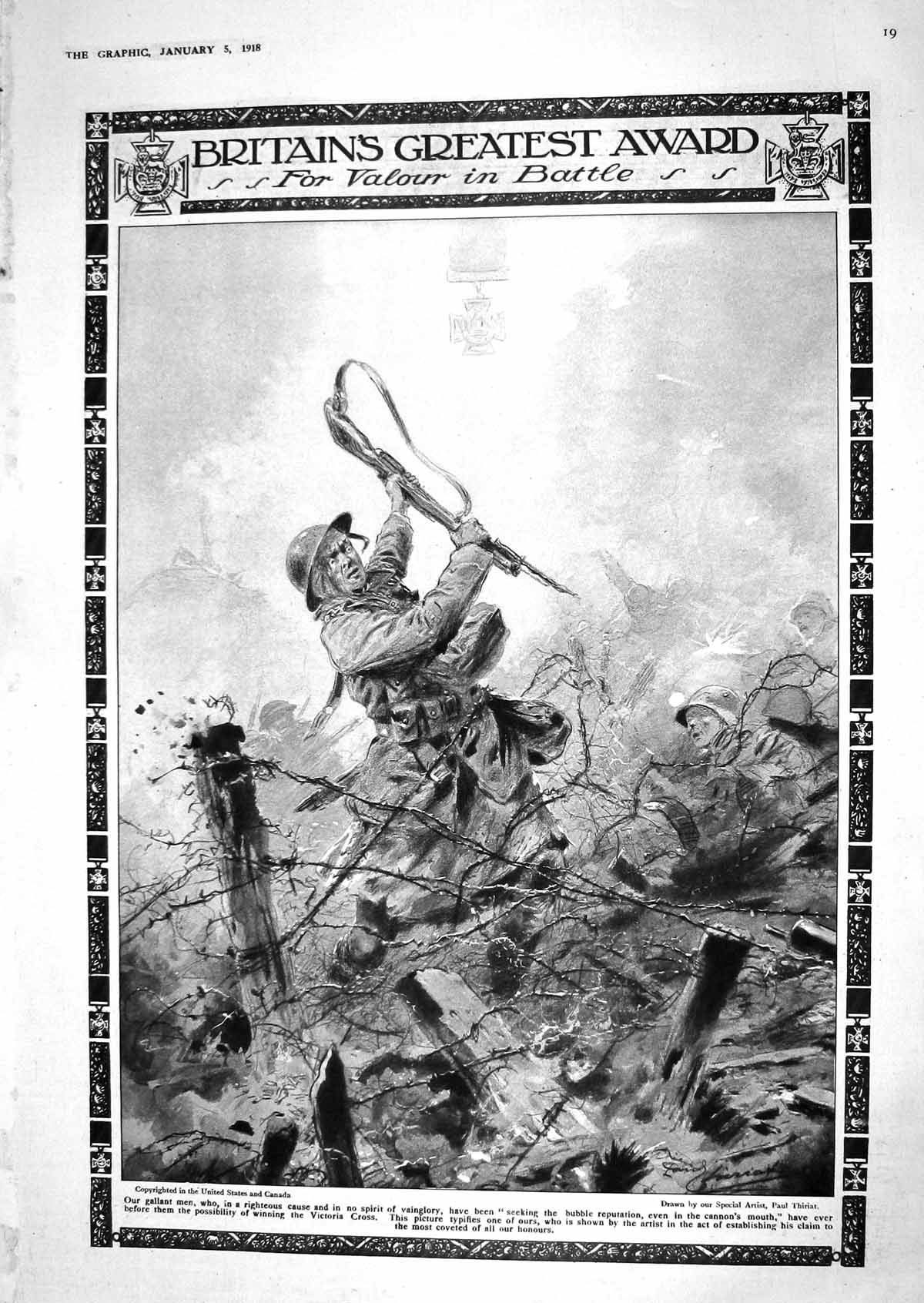 Old Print 1918 War British Siers Victoria Cross Battle Mounted Railway H 20th
