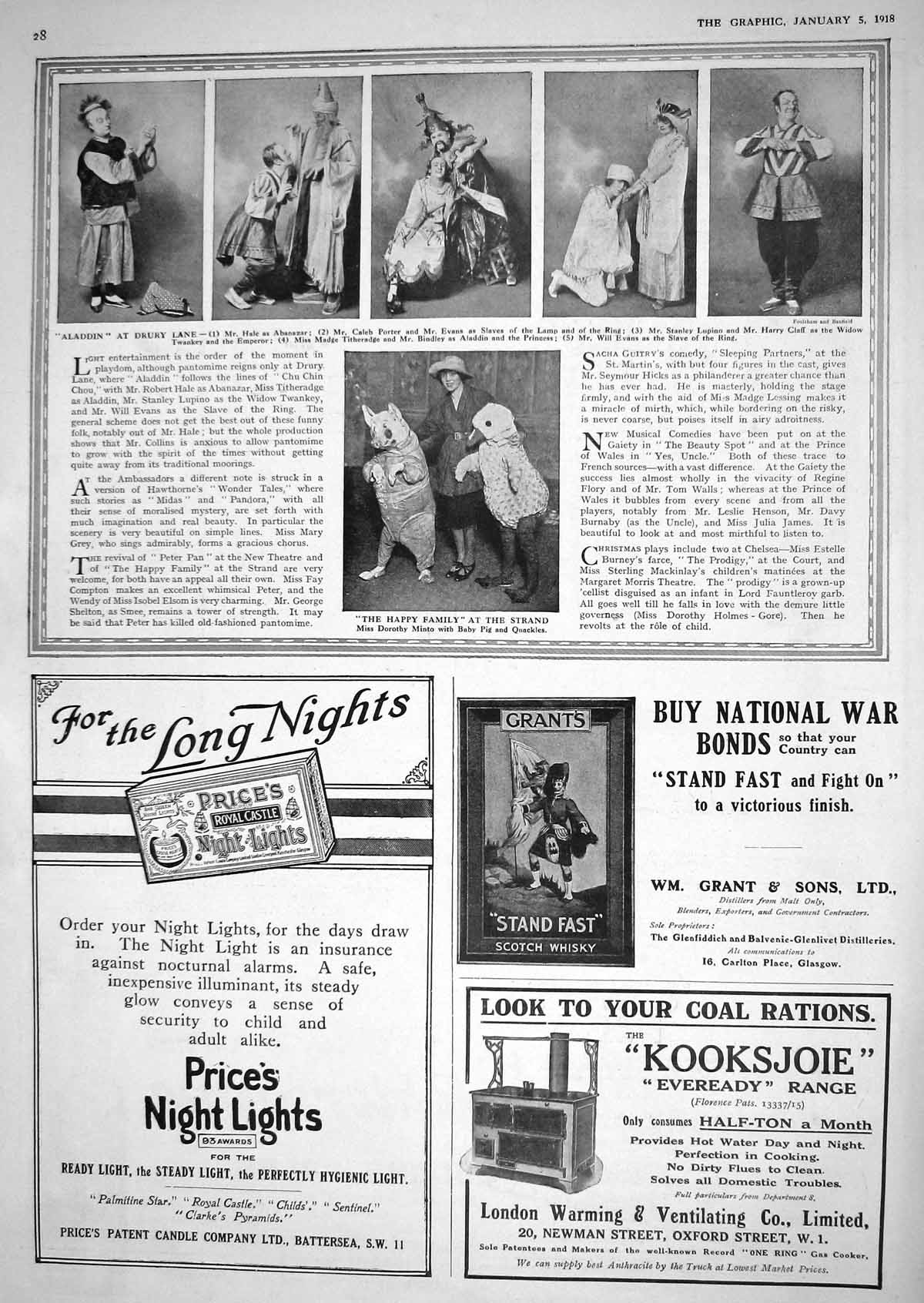 Old 1918 Theatre Aladdin Porter Evans Lupino Claff Dorothy Minto Gran 20th