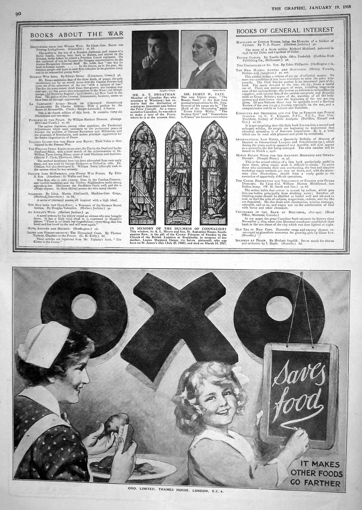 Old 1918 Sweatman James Tate Memorial Window Duchess Connaught Oxo Cu 20th