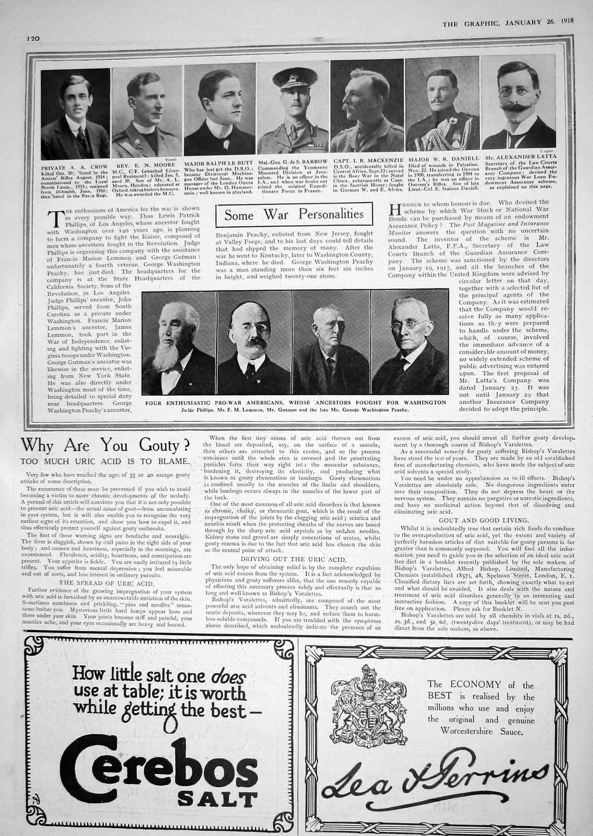 Old 1918 War Crow Moore Butt Barrow Mackenzie Daniell Latta Phillips 20th