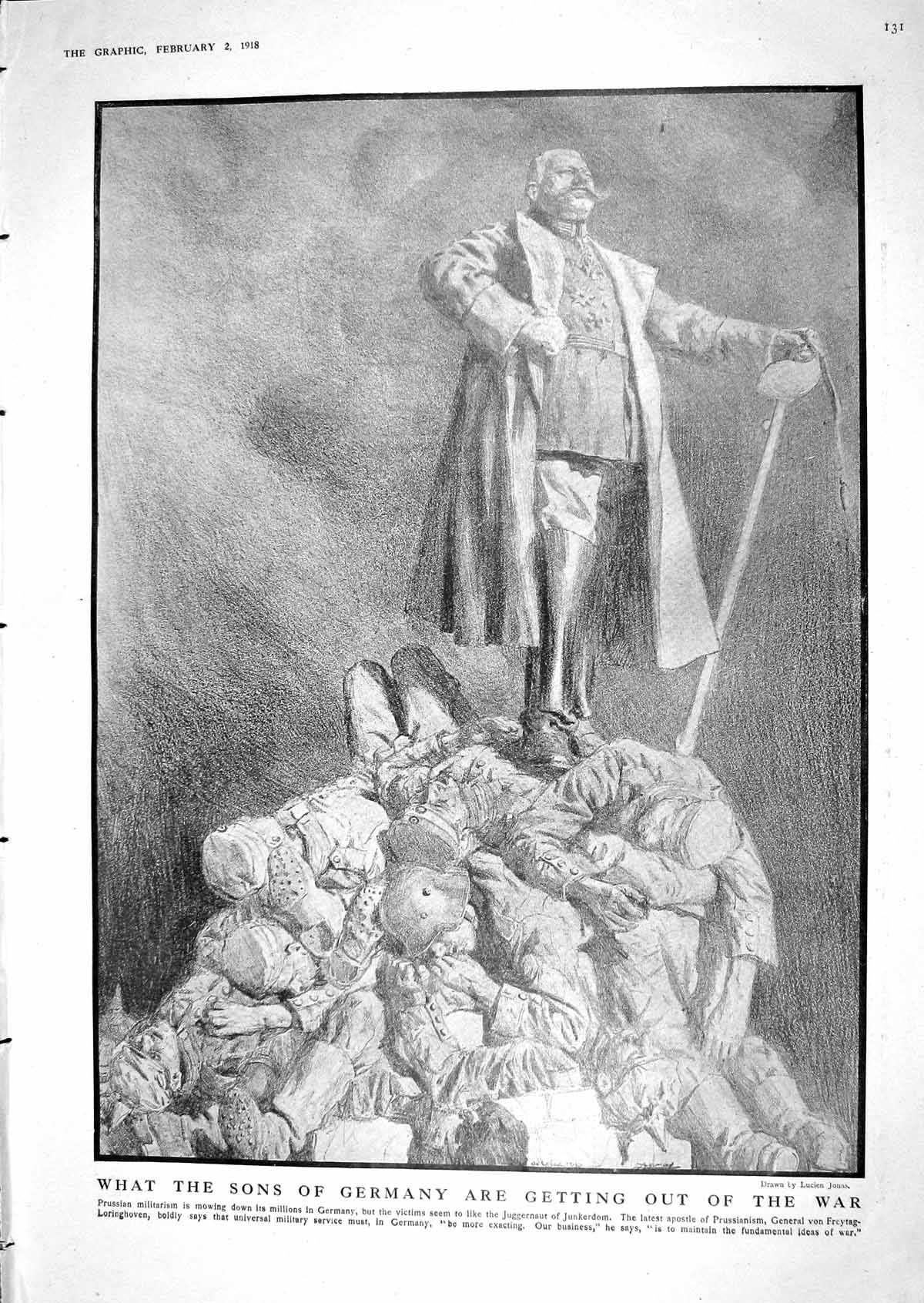 Old Print 1918 Statue Dead Siers Germany General Von Freytag-Loringhoven 20th