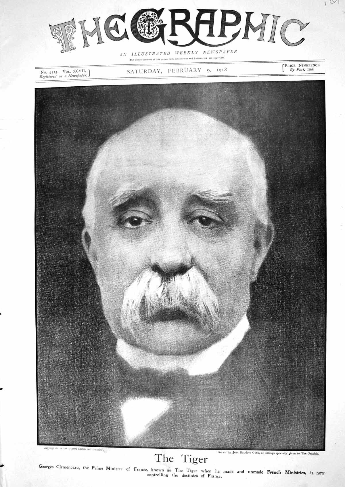 Old 1918 George Clemenceau Prime Minister France Tiger Rothschild Lit 20th