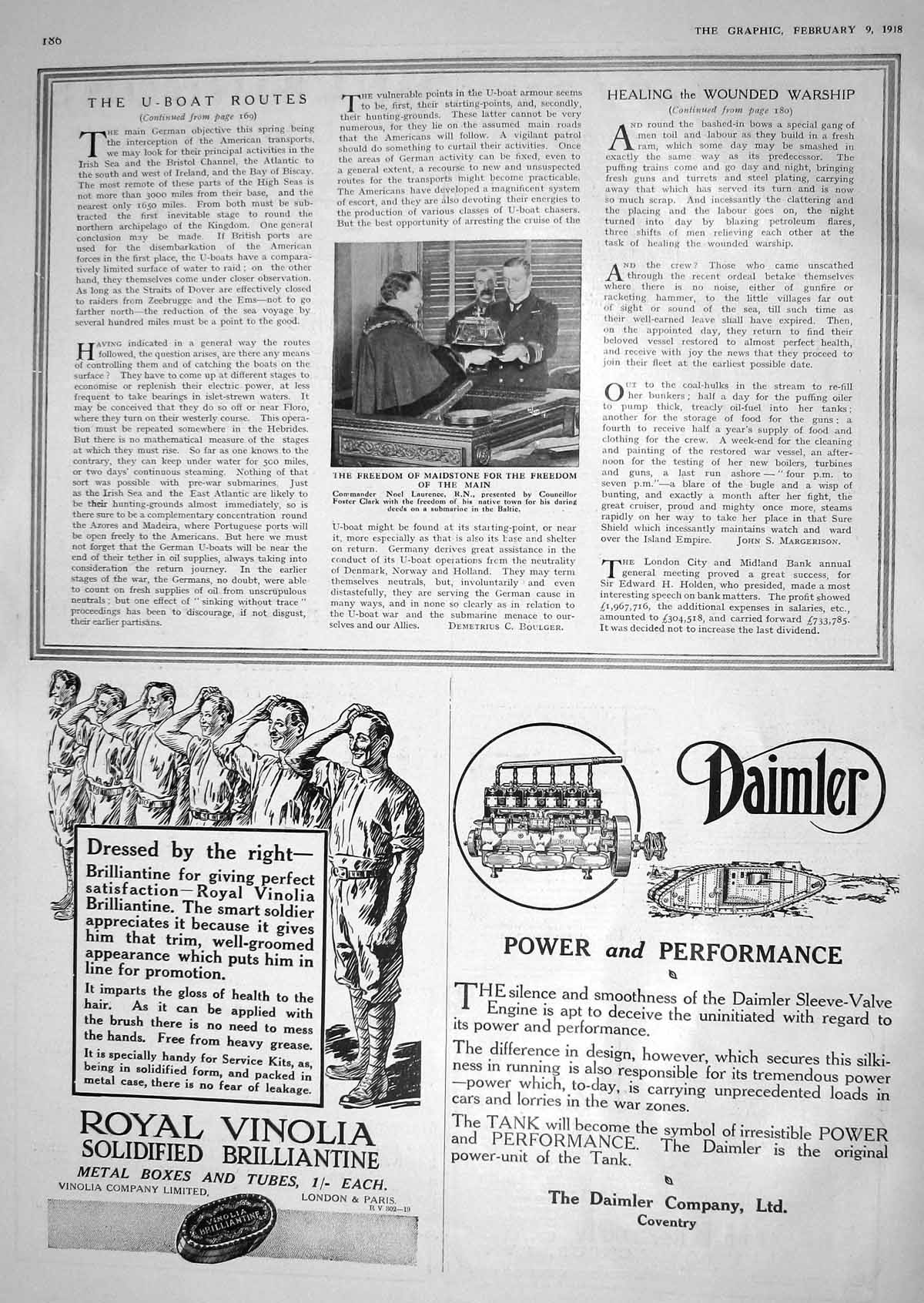 Old 1918 Freedom Maidstone Commander Laurence Foster Clark War Submar 20th