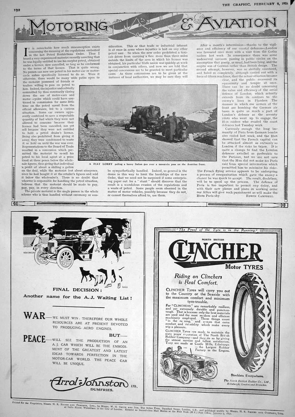 Old 1918 Fiat Lorry Heavy Italian Gun Mountain Pass Austrian Front Wa 20th