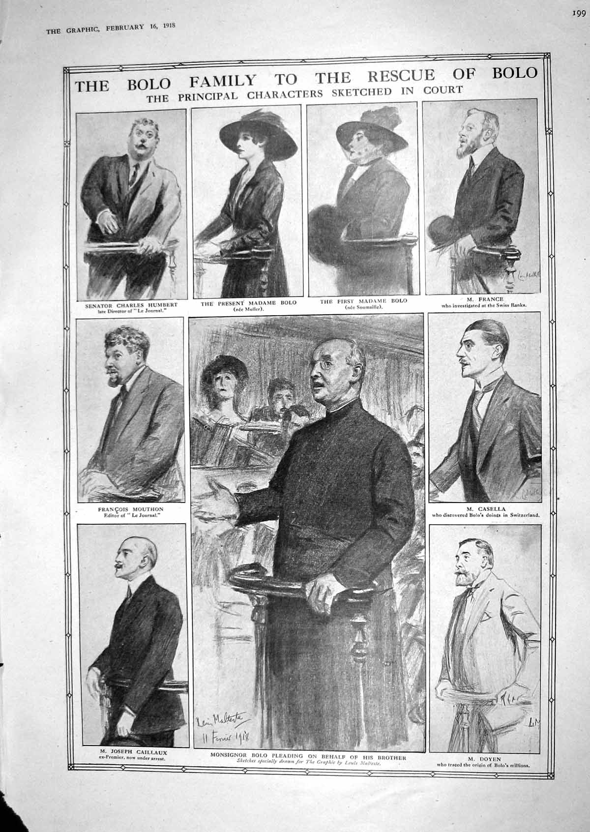 Old 1918 Bolo Family Court Muller Charles Humbert Mouthon Caillaux Do 20th