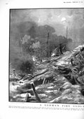 Old Print 1918 War German Fire Cloud Attack Aisne Siers Battlefield Fran 20th
